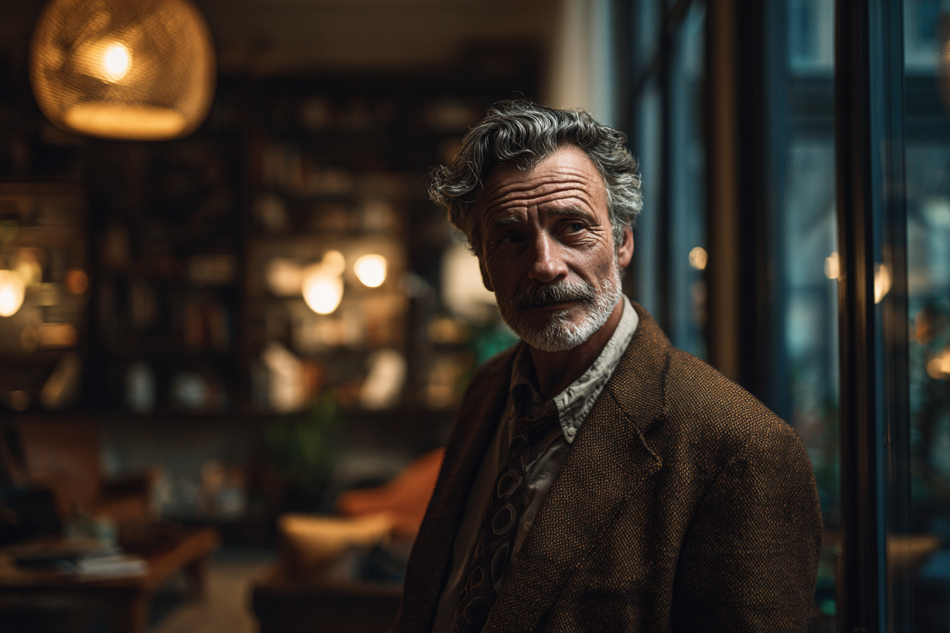 A man standing in a living room | Source: Midjourney