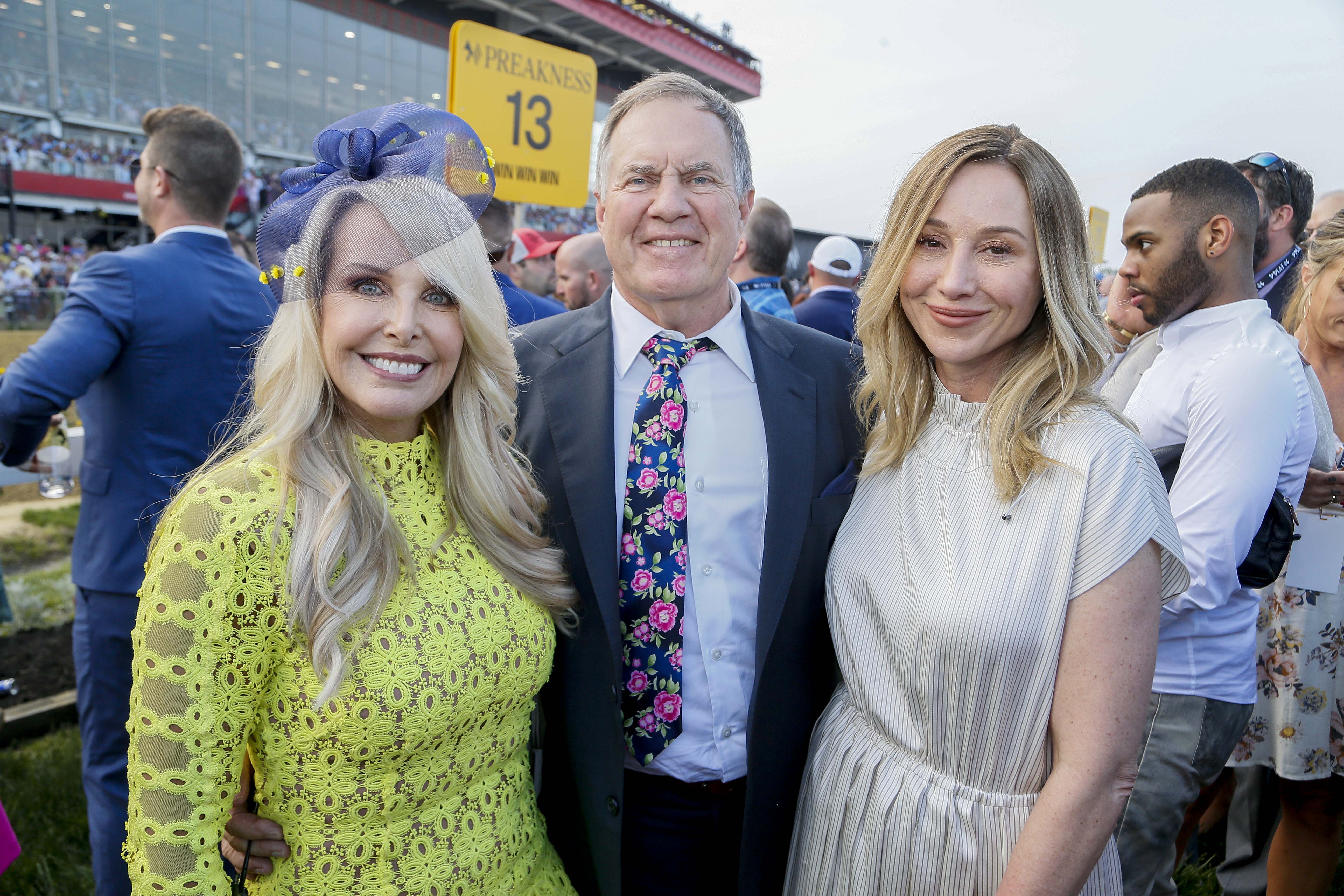 Debby Clarke Belichick, Bill Belichick, and Belinda Stronach in Baltimore, Maryland, when they attended the 144th Preakness Stakes at Pimlico Race Track on May 18, 2019. | Source: Getty Images 