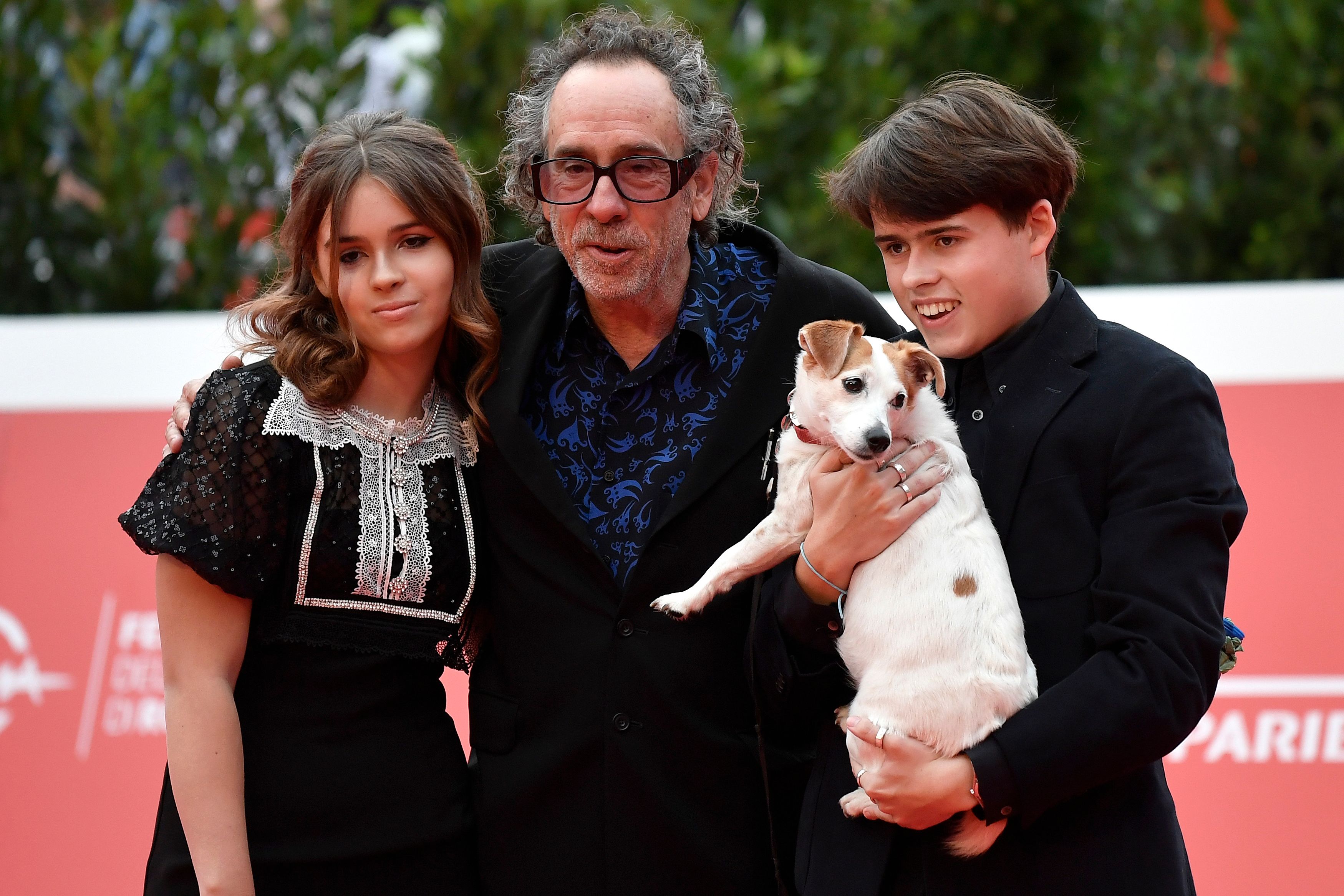 Tim Burton, Nell Burton, and Billy-Ray Burton at the Rome Film Fest 2021, Rome, Italy , October 23, 2021. | Source: Getty Images