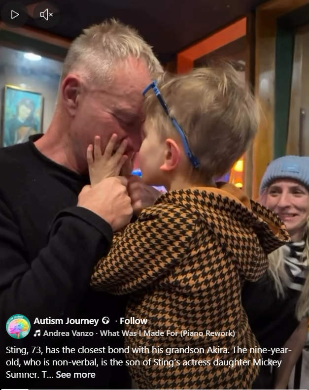 Sting shares a tender moment with his grandson Akira, in a video shared in June 2025. | Source: Facebook/Autism Journey
