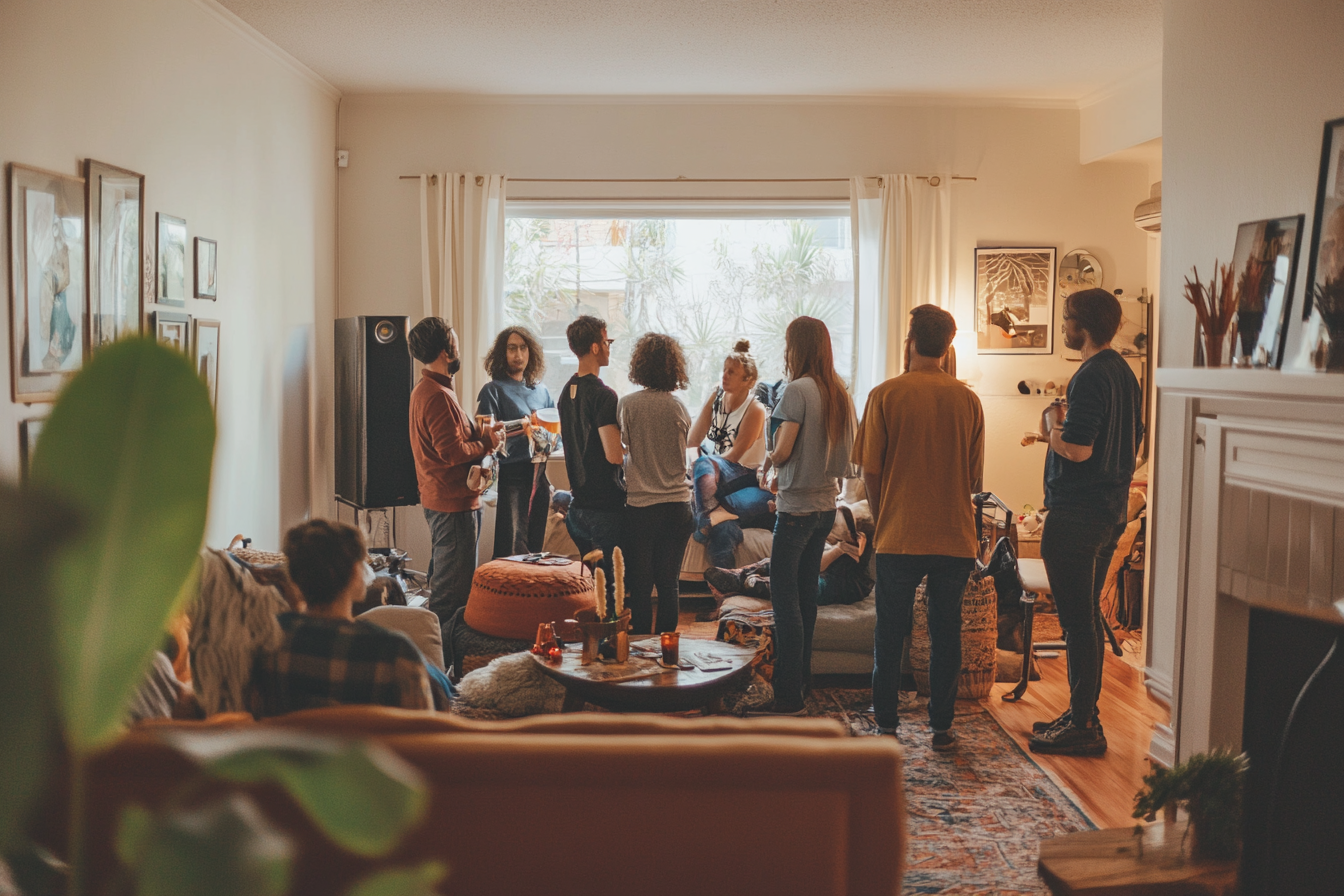 People standing in a living room | Source: Midjourney