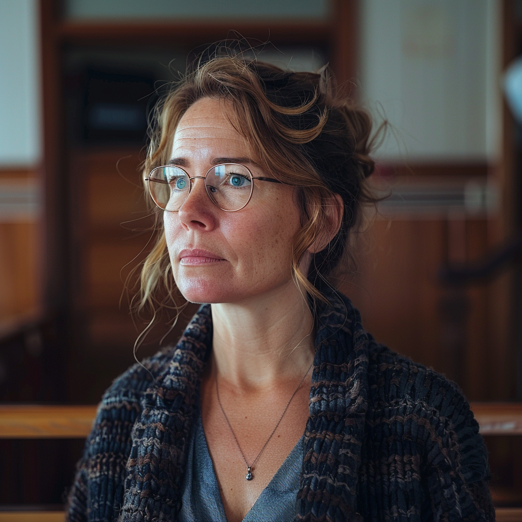 A woman standing in a courtroom | Source: Midjourney