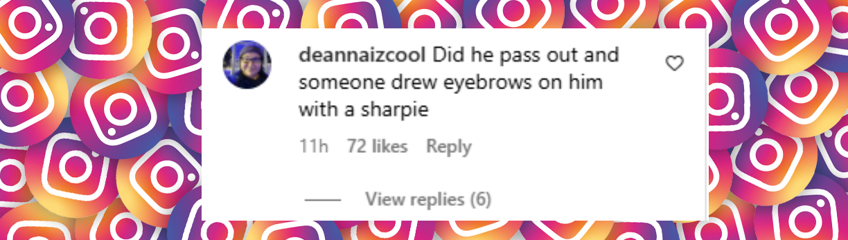 An Instagram user comments on Sylvester Stallone's eyebrows, from a post dated November 26, 2024 | Source: Instagram/popculture