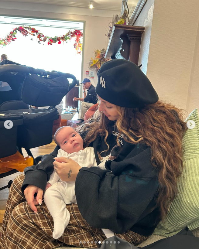 Jesy Nelson with one of her twin daughters pictured in a post shared on September 14, 2025. | Source: Instagram/jesynelson