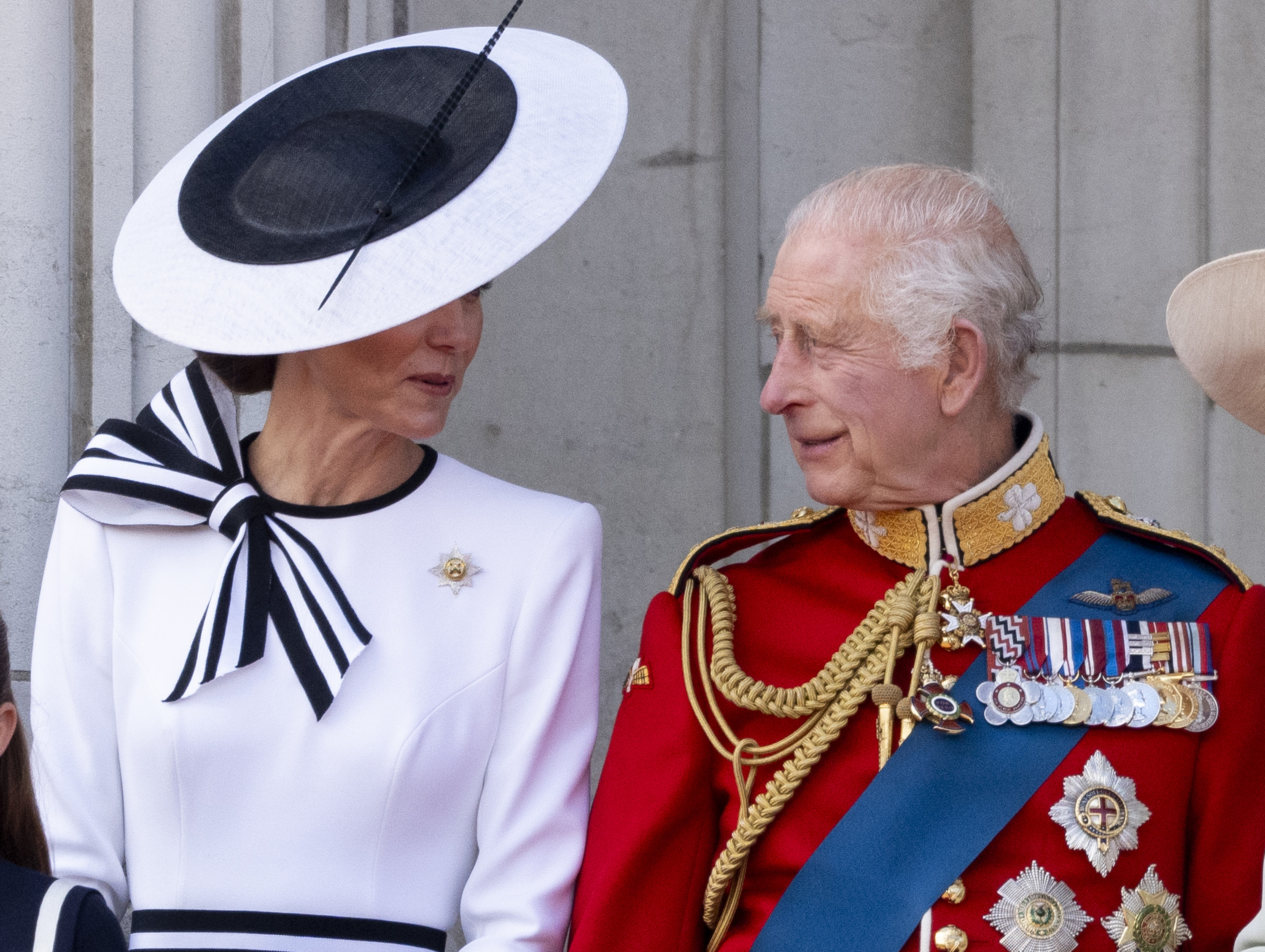 King Charles III and Kate, Princess of Wales, during Trooping the Colour ceremony on June 15, 2024, in London, England. | Source: Getty Images