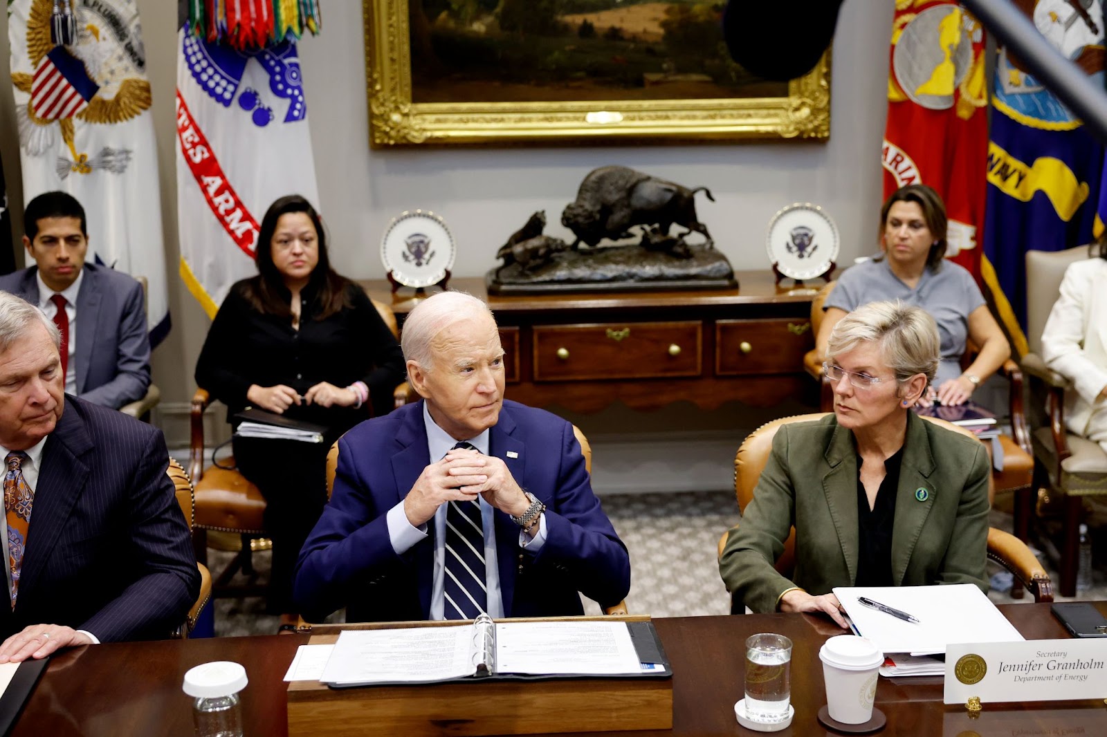 U.S. President Joe Biden during a briefing on the ongoing hurricane season in the Roosevelt Room of the White House on October 8, 2024, in Washington, DC. | Source: Getty Images