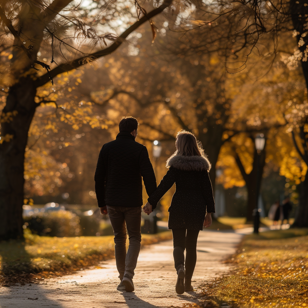 A couple taking a walk in the park | Source: Midjourney