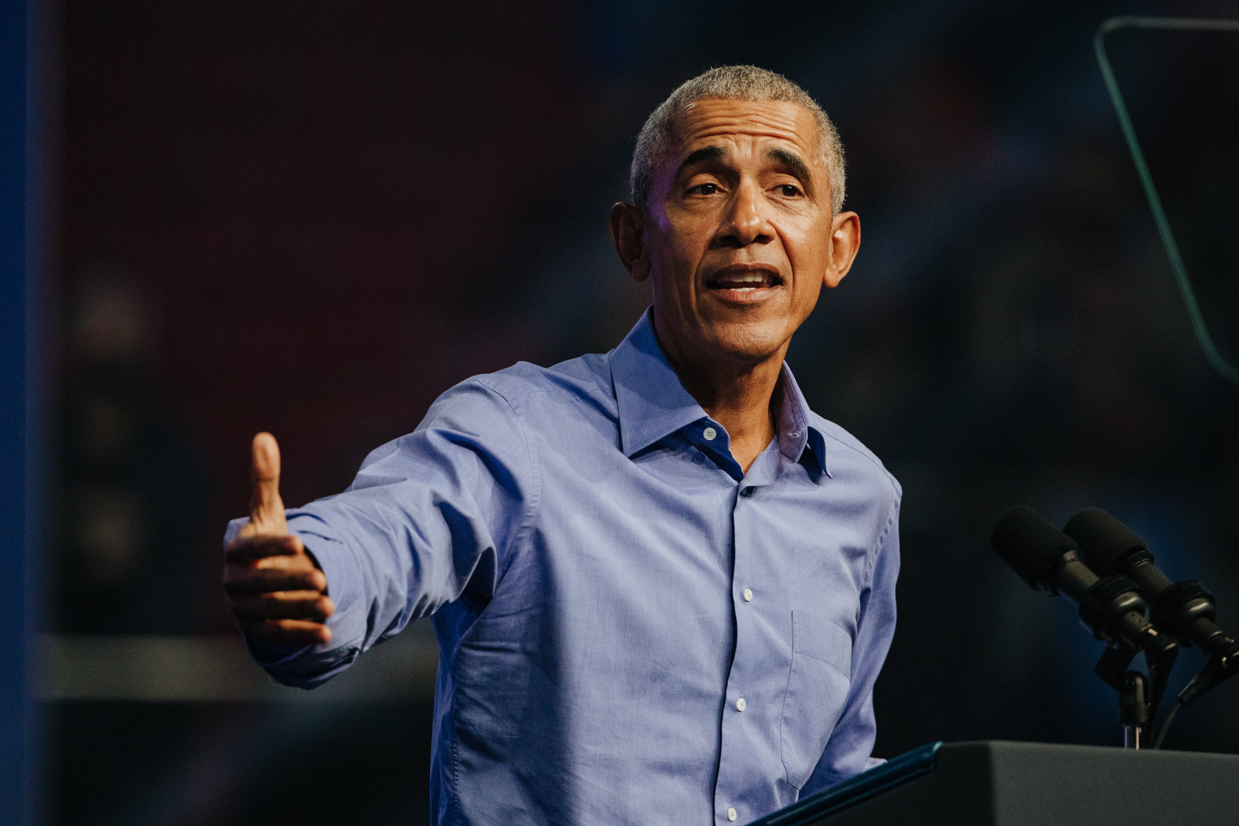 Barack Obama speaks during a Democratic National Committee (DNC) rally in Philadelphia, Pennsylvania, on November 5, 2022 | Source: Getty Images