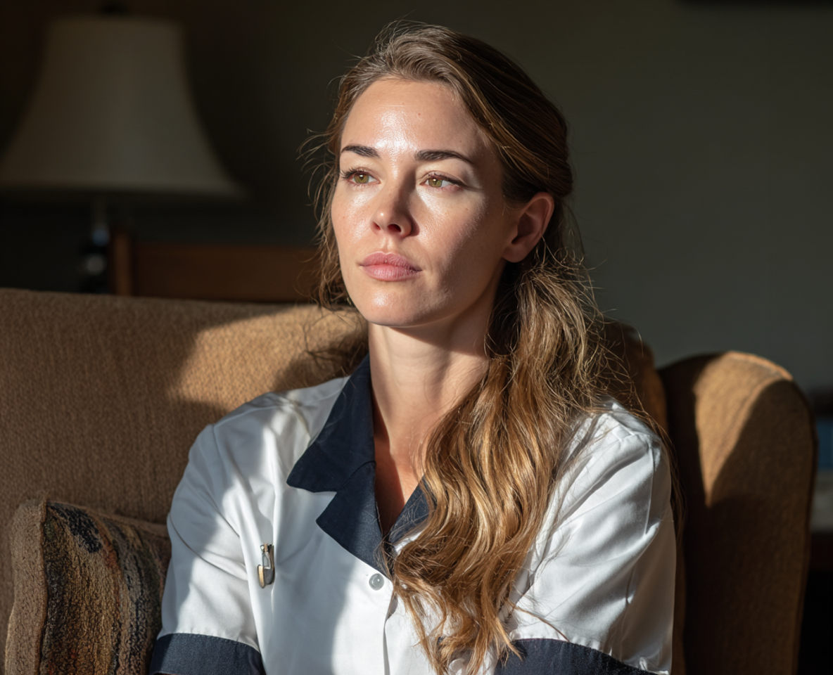 A woman sitting in an armchair | Source: Midjourney