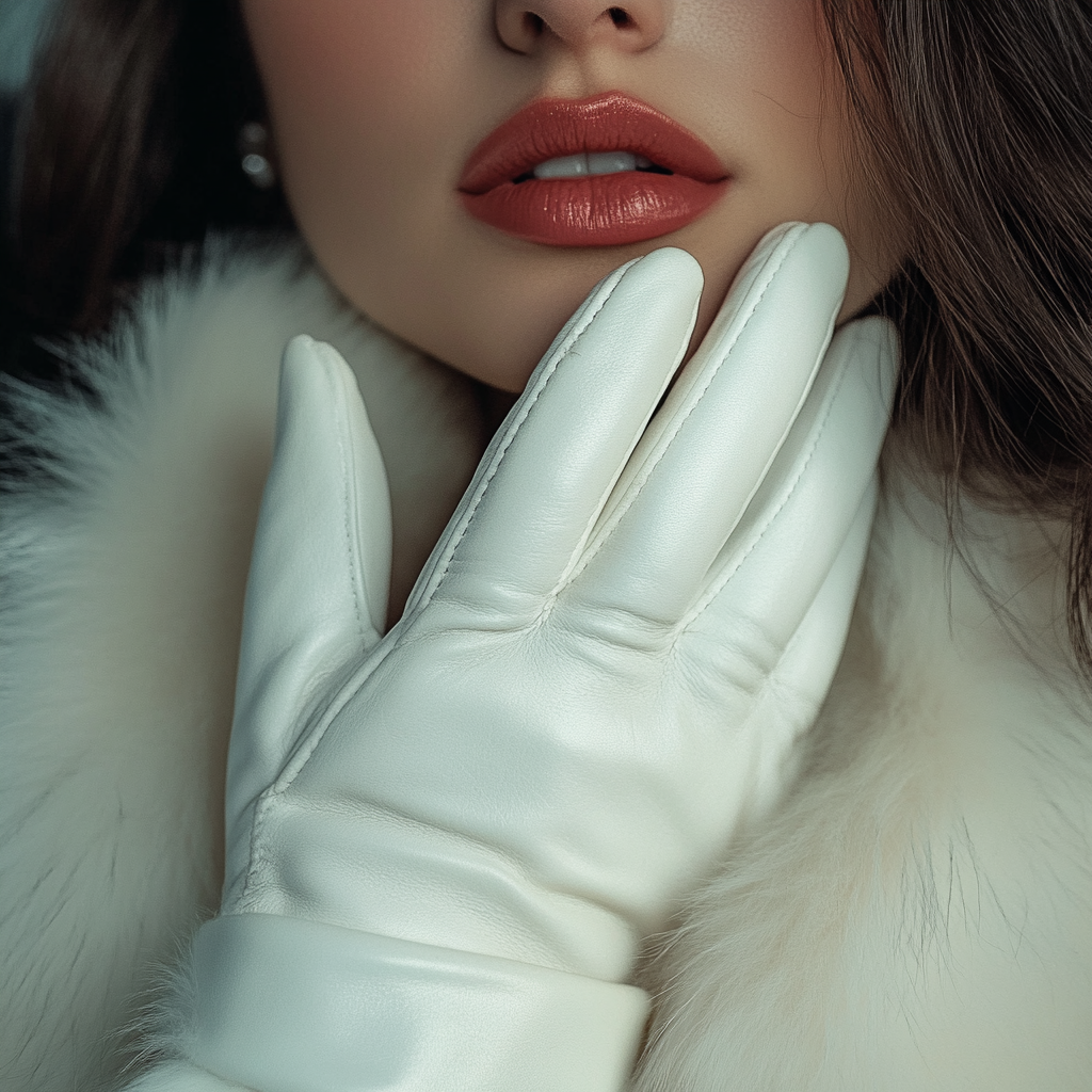 A woman wearing white leather gloves | Source: Midjourney