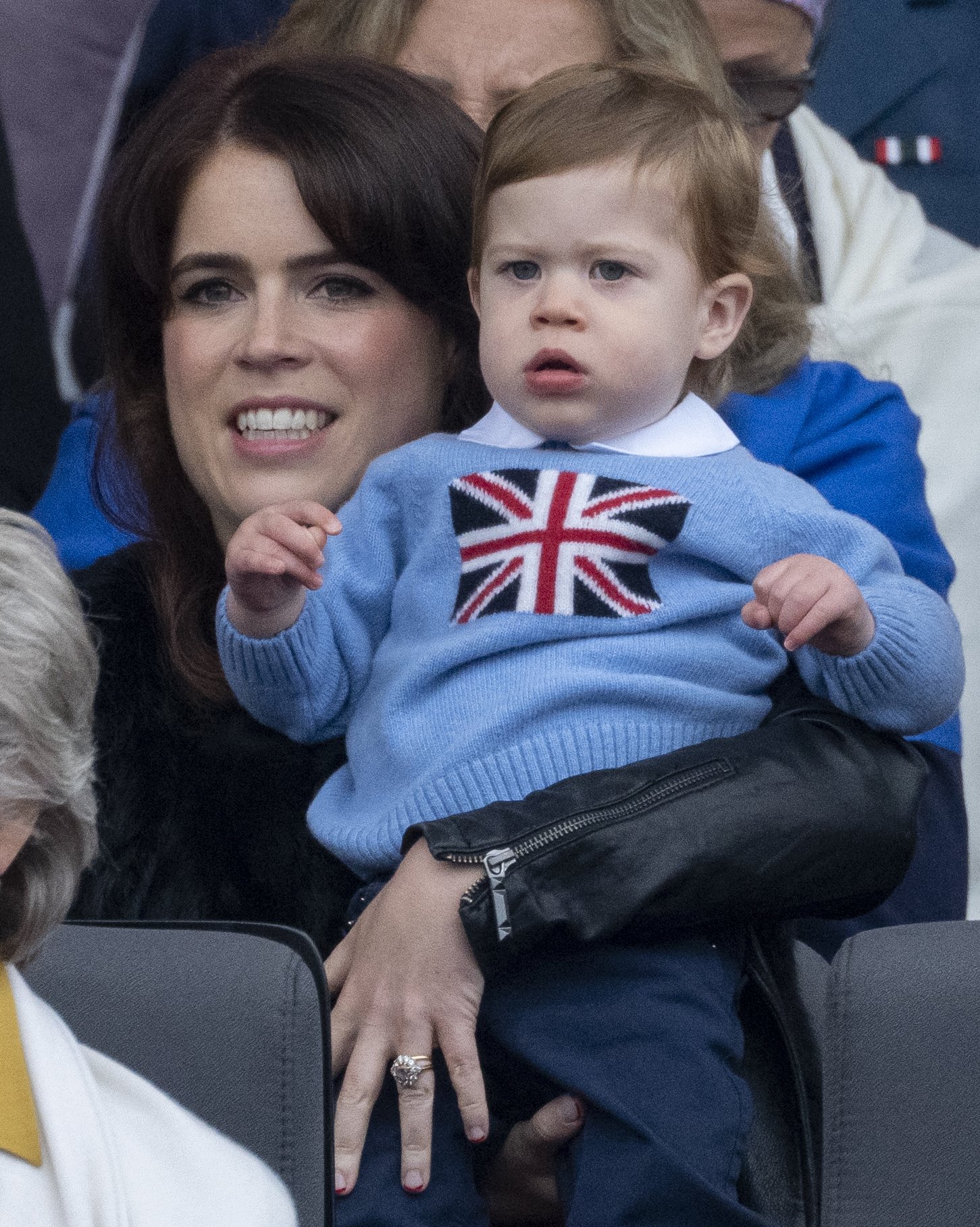Princess Eugenie and August Philip Hawke Brooksbank at the Platinum Pageant on The Mall on June 5, 2022, in London, England | Source: Getty Images