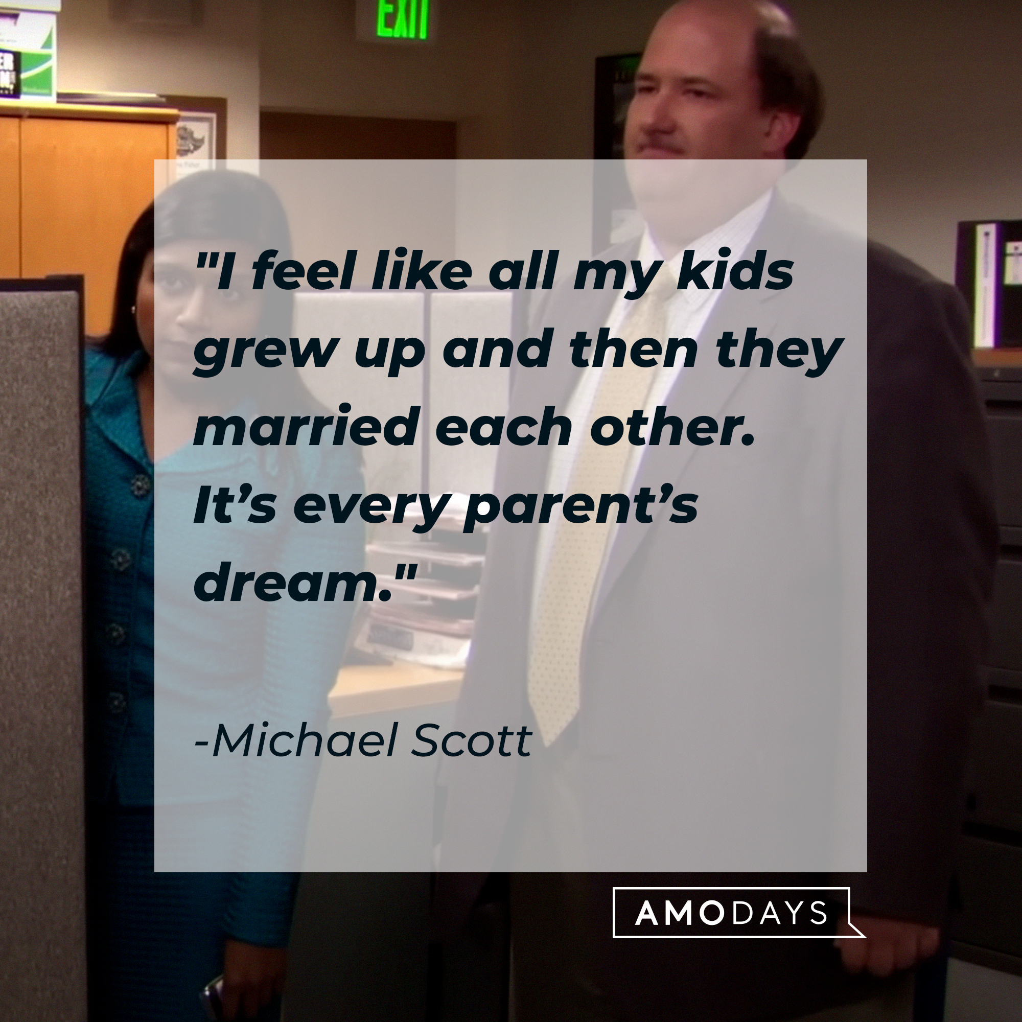 Michael Scott's quote: "I feel like all my kids grew up and then they married each other. It's every parent's dream" | Source: Youtube.com/TheOffice