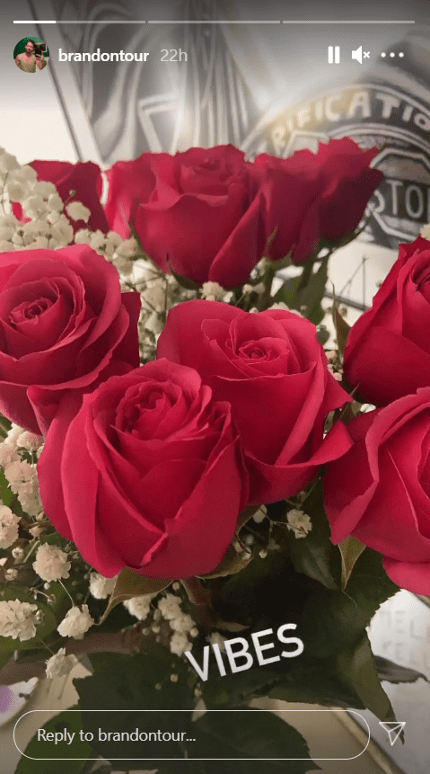 Image of a bouquet of red petalled flowers shared by Gabby Sidibe's fiancé, Brandon Frankel, on his Instagram Stories | Photo: Instagram/brandontour