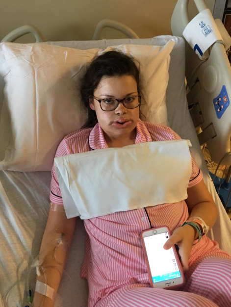 Katie Wolferding pictured at the hospital, dated June 2019 | Source: Facebook/katiewolferding