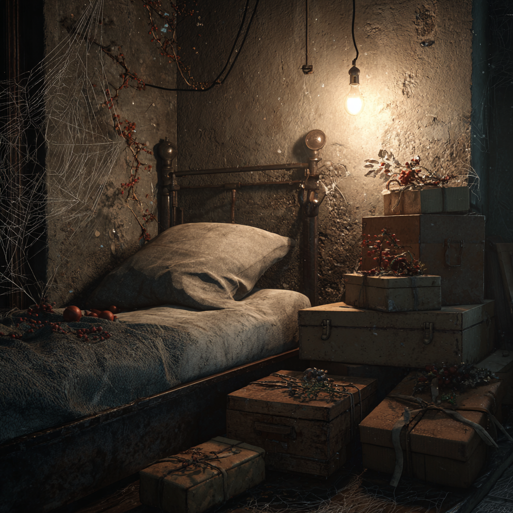 A bed in a dingy room | Source: Midjourney