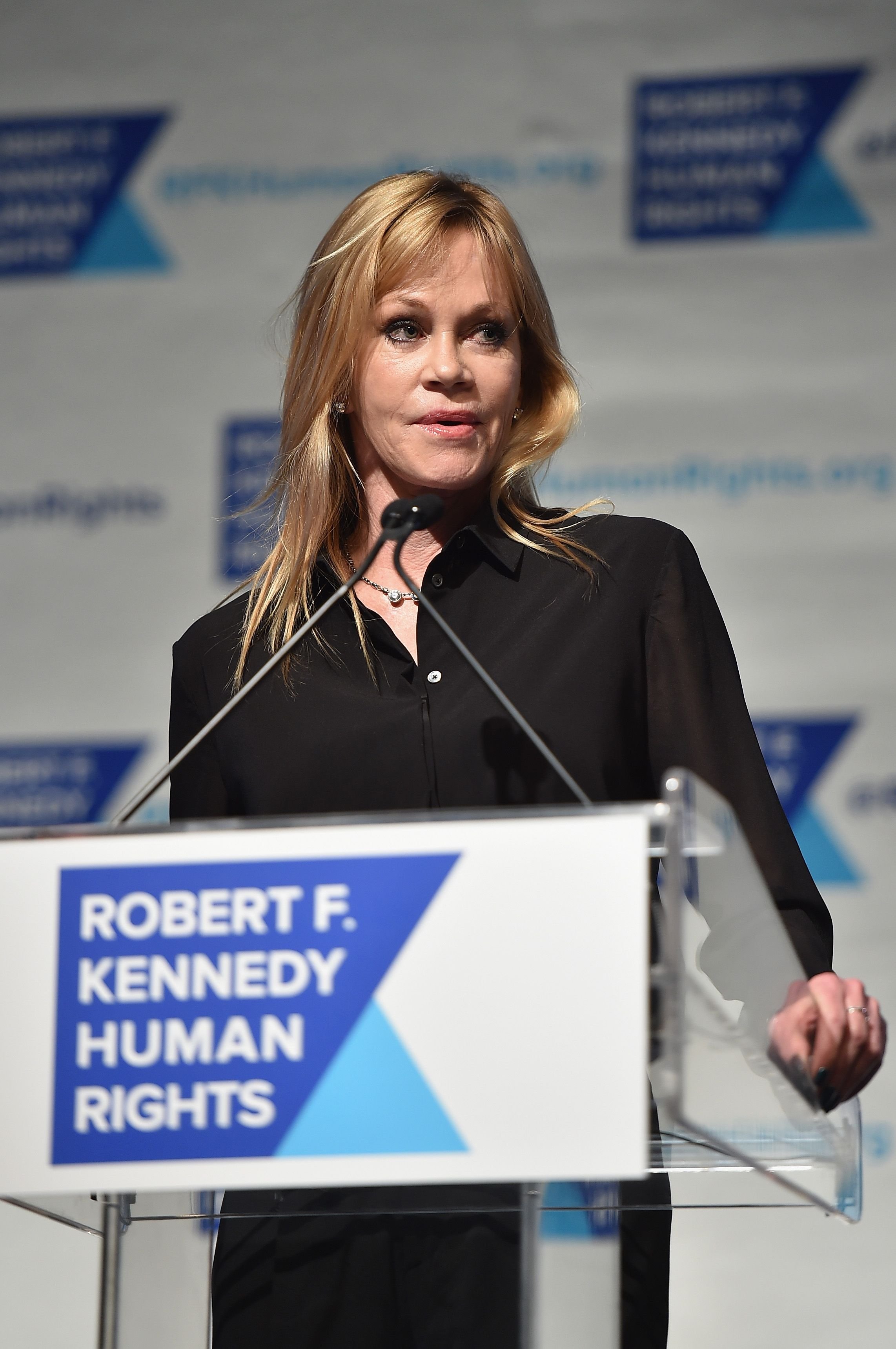 Melanie Griffith at the RFK Ripple of Hope Gala at Hilton Hotel Midtown on December 16, 2014, in New York City | Photo: Mike Coppola/Getty Images
