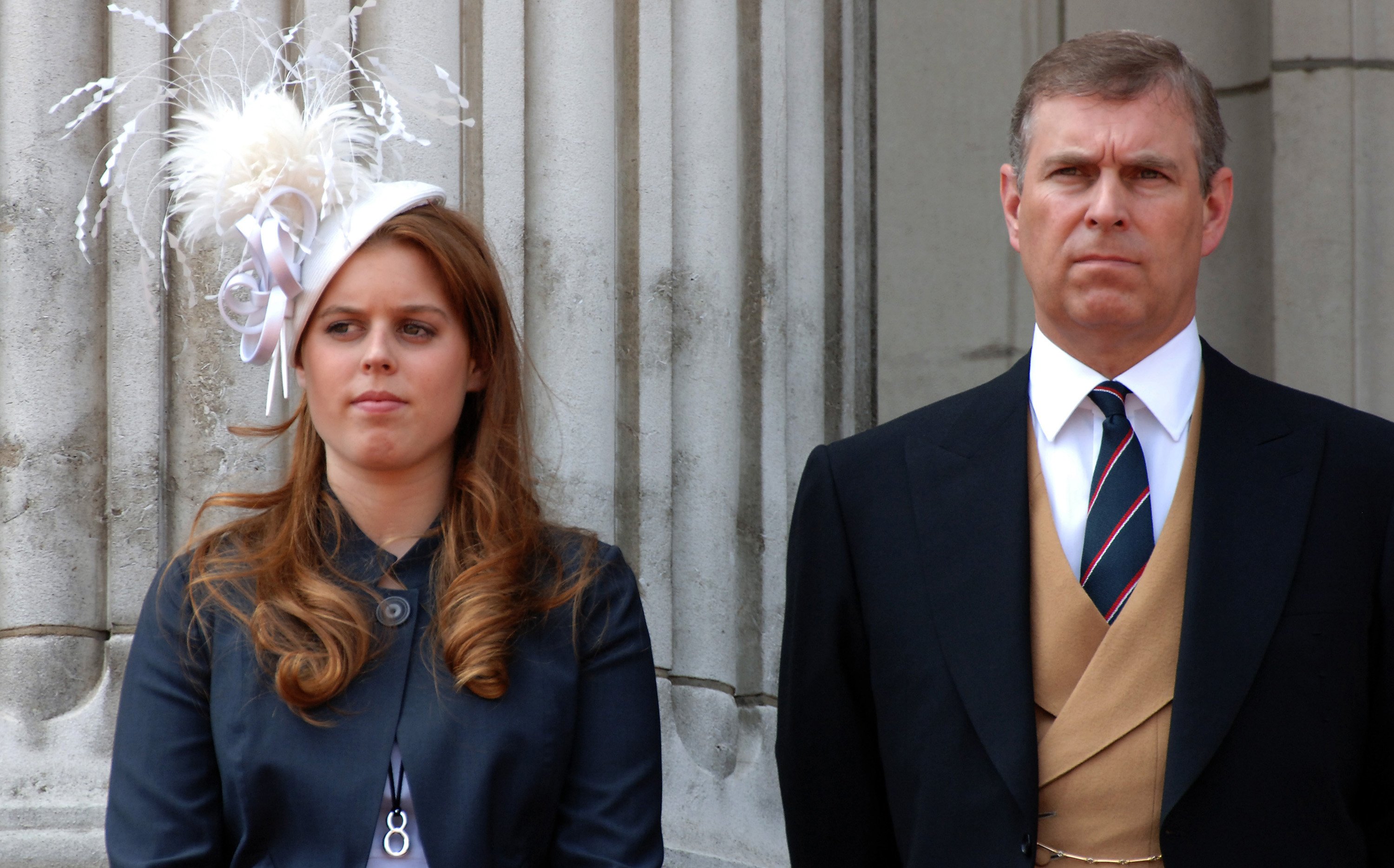 Prince Andrew, Duke of York, pictured with his daughter, Princess Beatrice, on the balcony of Buckingham Palace on June 17, 2006. / Source: Getty Images