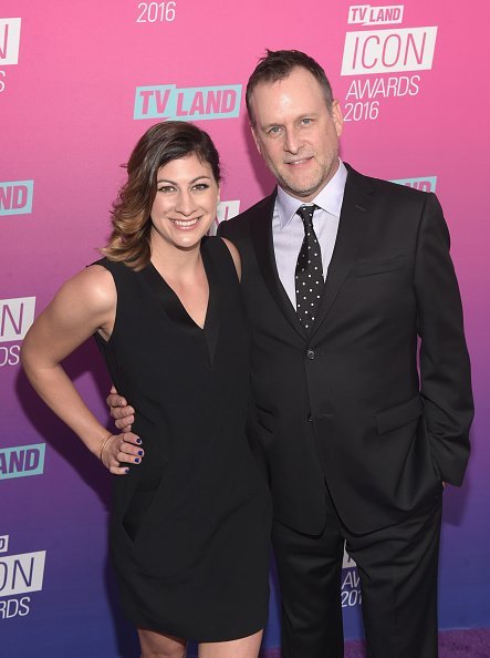 Dave Coulier (R) and Melissa Bring attend 2016 TV Land Icon Awards at The Barker Hanger on April 10, 2016, in Santa Monica, California. | Source: Getty Images.