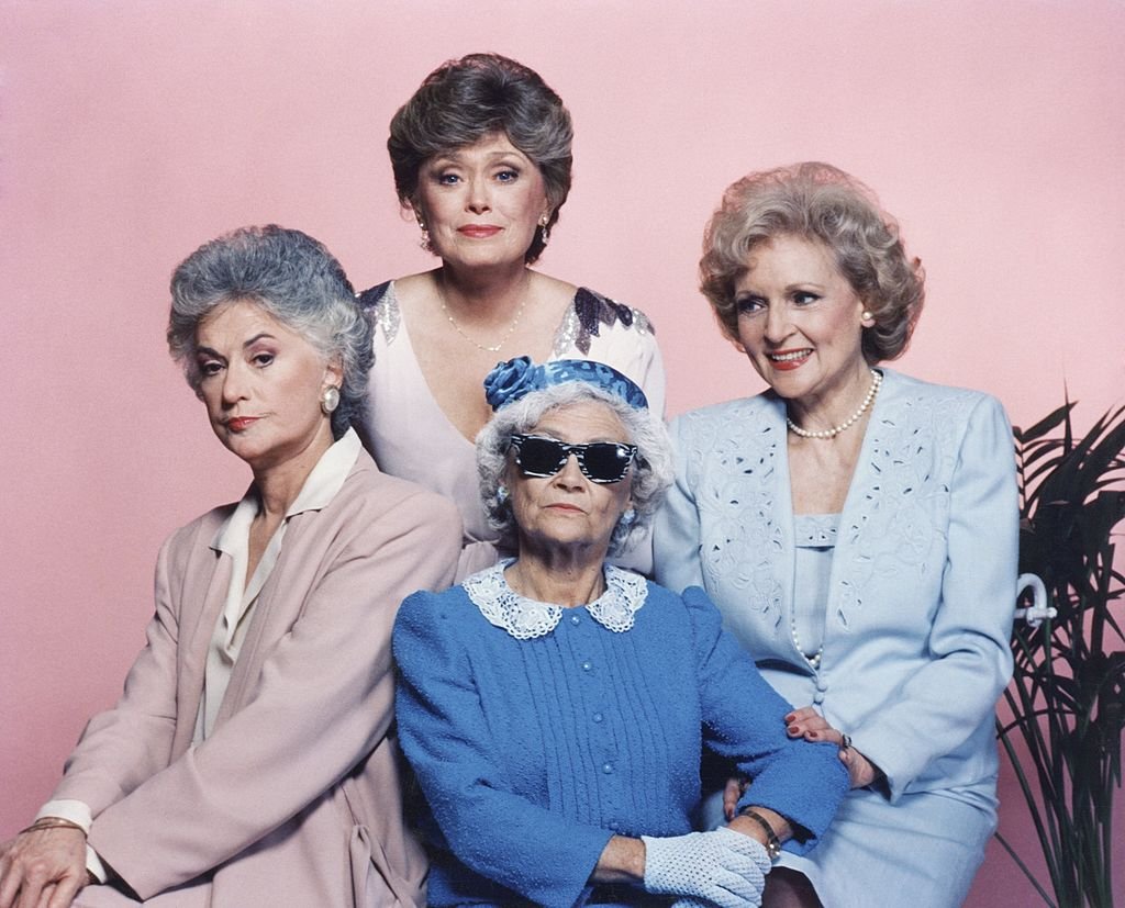 The Golden Girls" cast pose for a group picture each holding their history making Emmy Awards. From the left: Rue McClanahan ; Estelle Getty and Betty White | Source: Getty Images