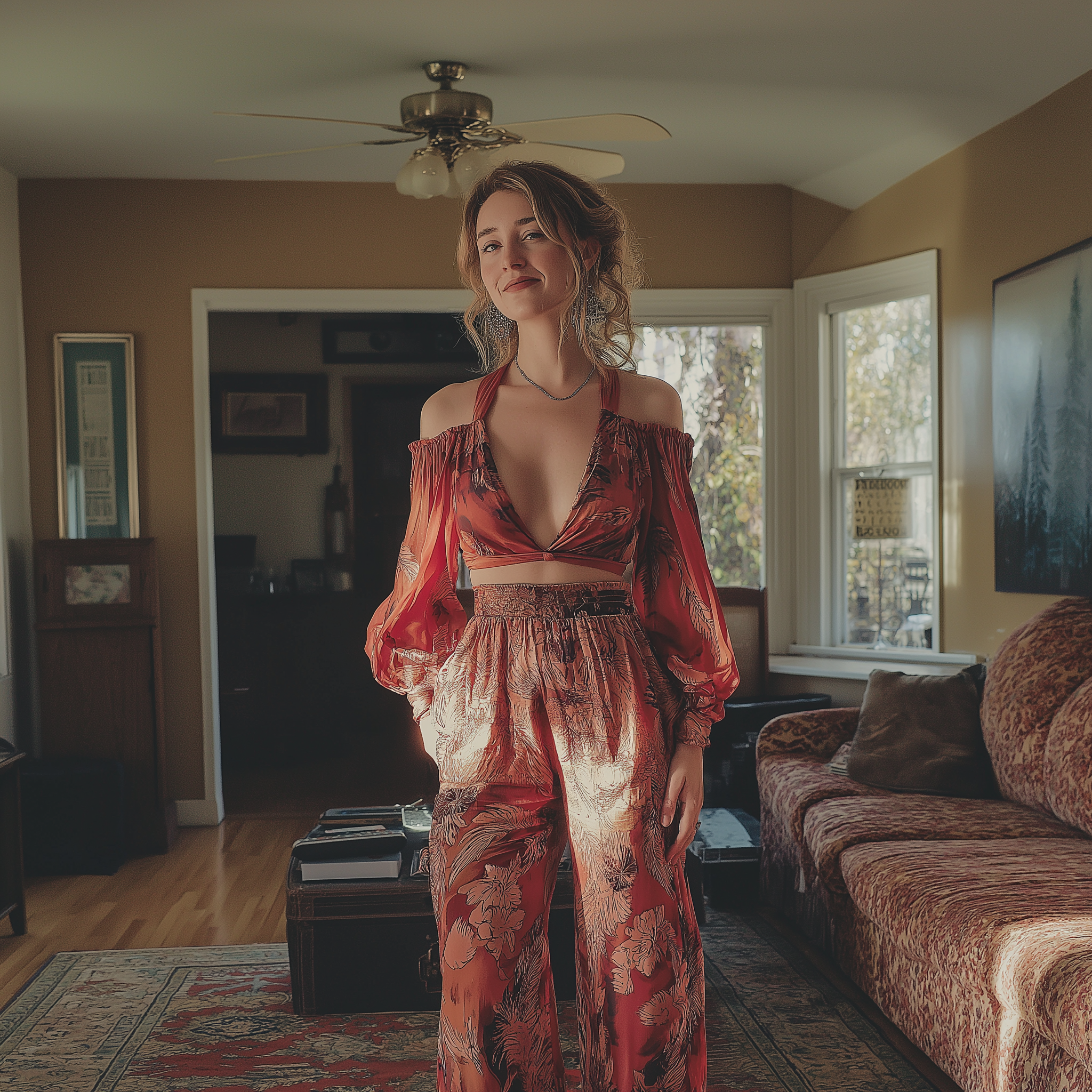 A young woman standing in the living room | Source: Midjourney