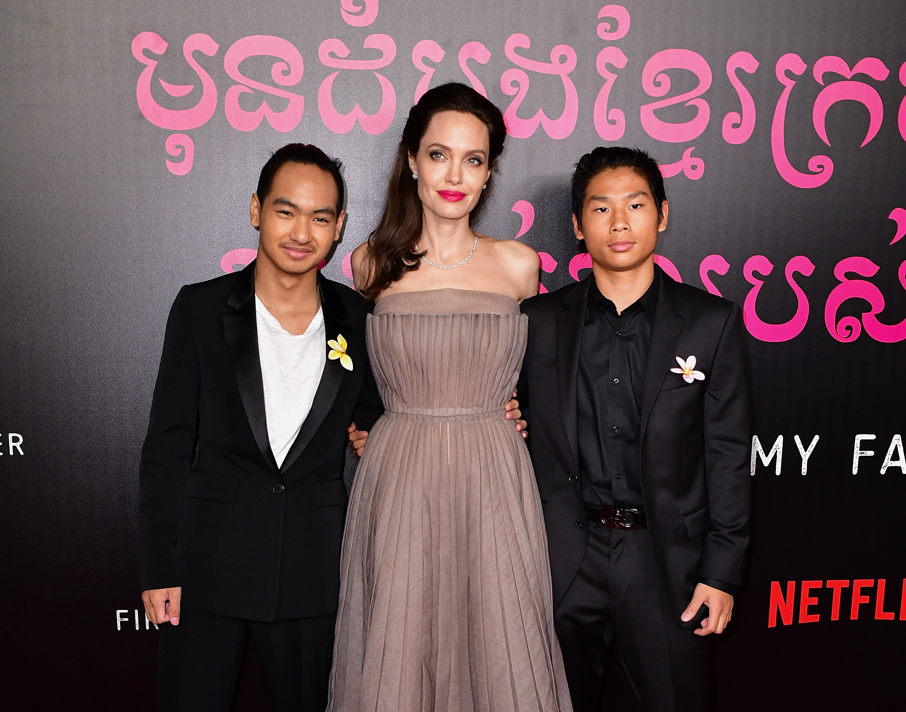 Maddox Jolie-Pitt, Angelina Jolie and Pax Jolie-Pitt arrive to the DGA Theater for the New York premiere of 'First They Killed My Father' on September 14, 2017 in New York City | Source: Getty Images