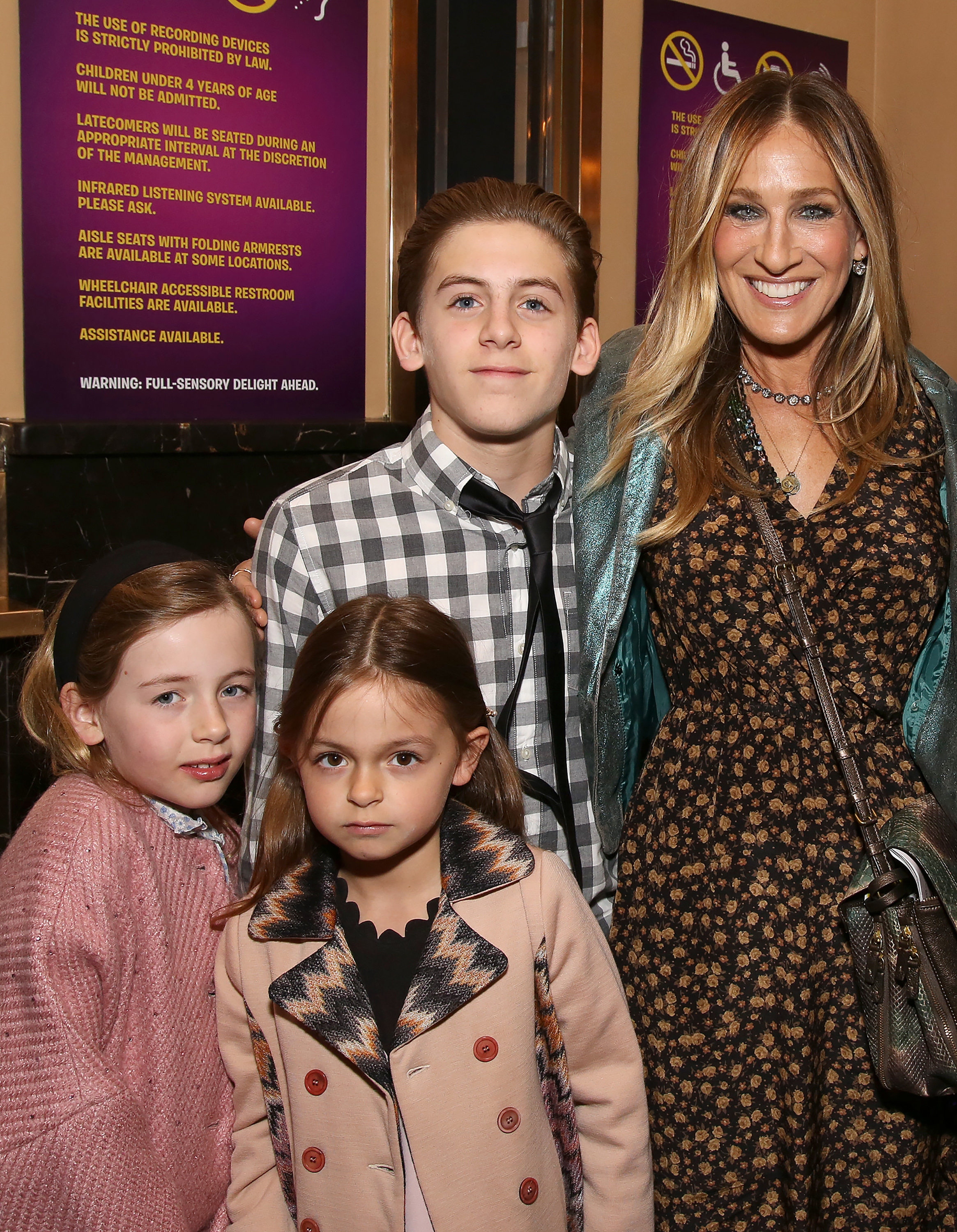Tabitha Broderick, Marion Loretta Broderick, James Wilkie Broderick and Sarah Jessica Parker attending the Broadway Opening Performance for "Charlie and the Chocolate Factory" in New York City on April 23, 2017 | Source: Getty Images