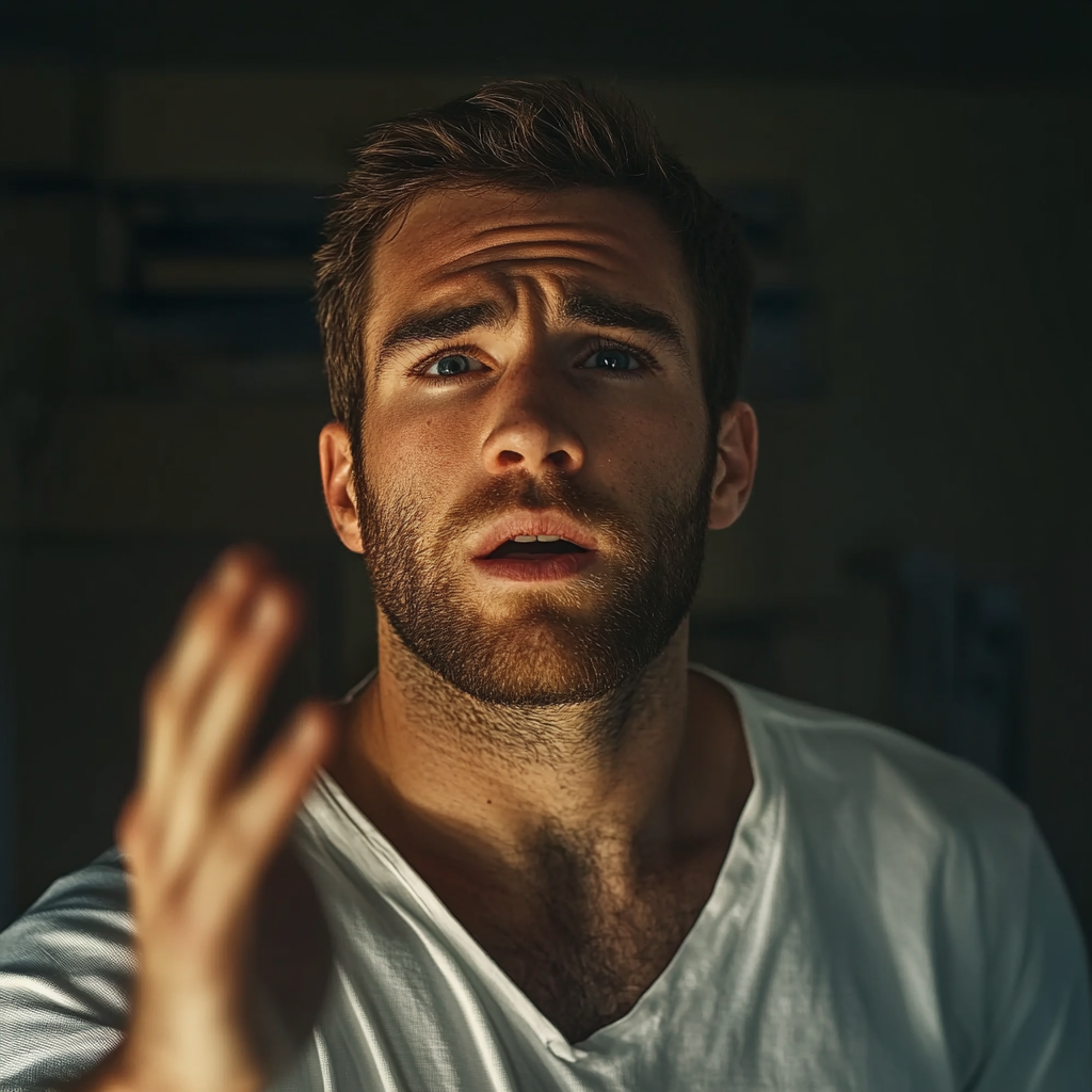 An anxious man looking desperate | Source: Midjourney