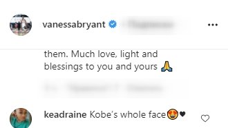 A screenshot of a fan's comment on Vanessa Bryant's post on her instagram story | Photo: instagram.com/vanessabryant/