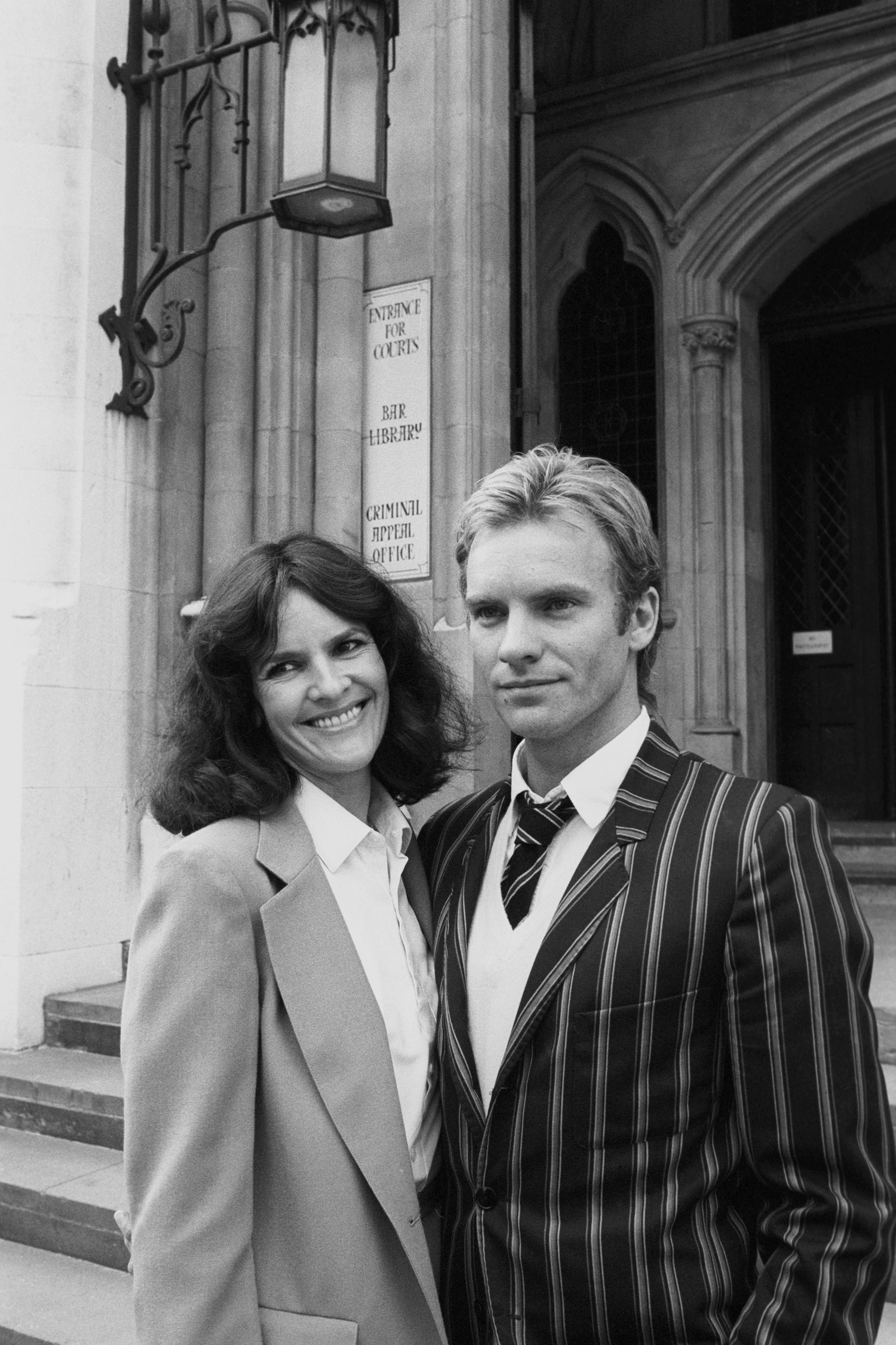 Sting and Frances Tomelty at the London High Court in July 1982, in London. | Source: Getty Images