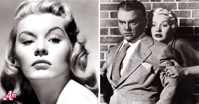 Barbara Payton (Left) and Barbara Payton and James Cagney in "Kiss Tomorrow Goodbye" (Right) | Photo: Getty Images 
