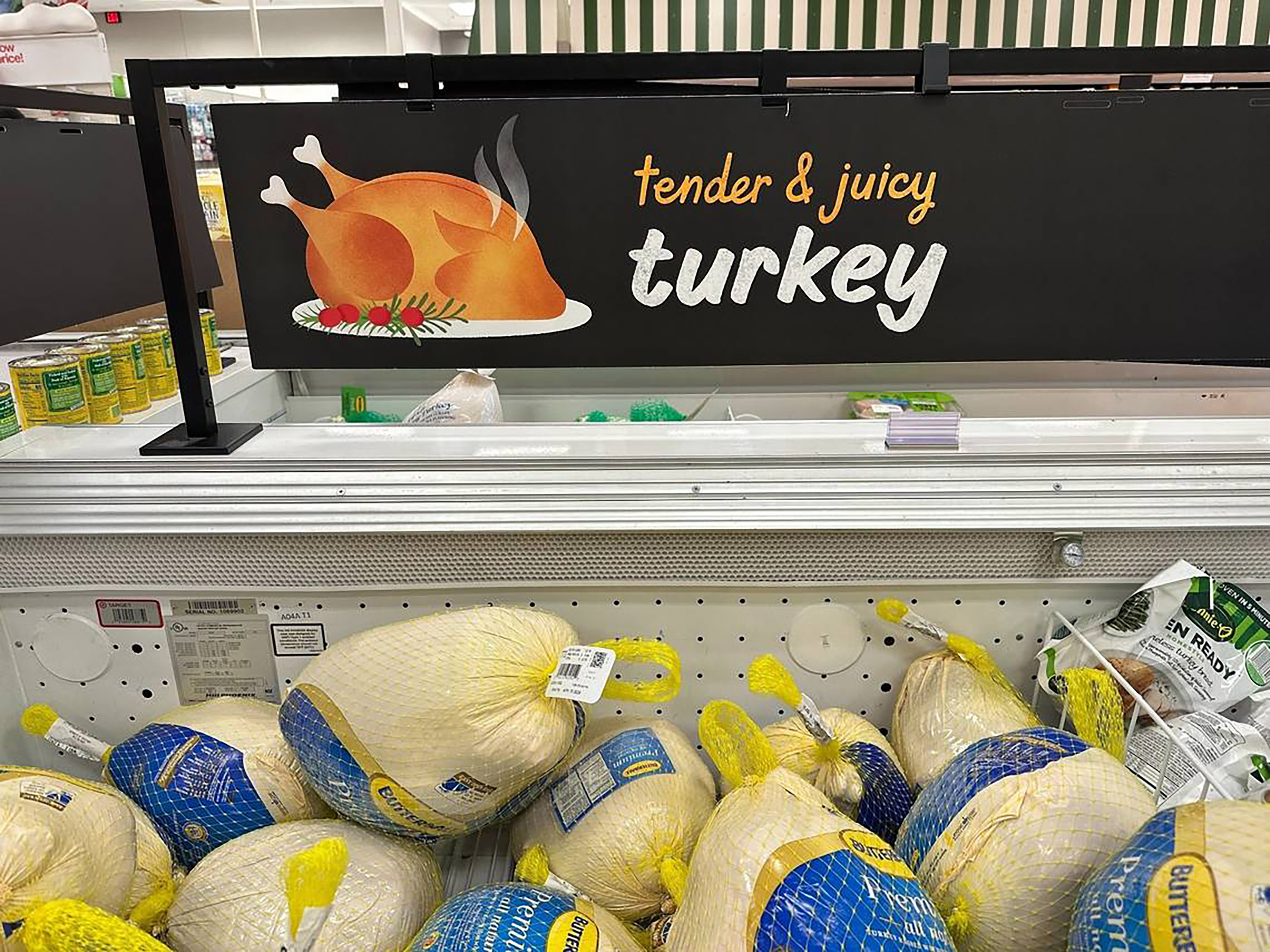 Butterball turkeys on sale in a store in Fresno, California on November 21, 2024 | Source: Getty Images