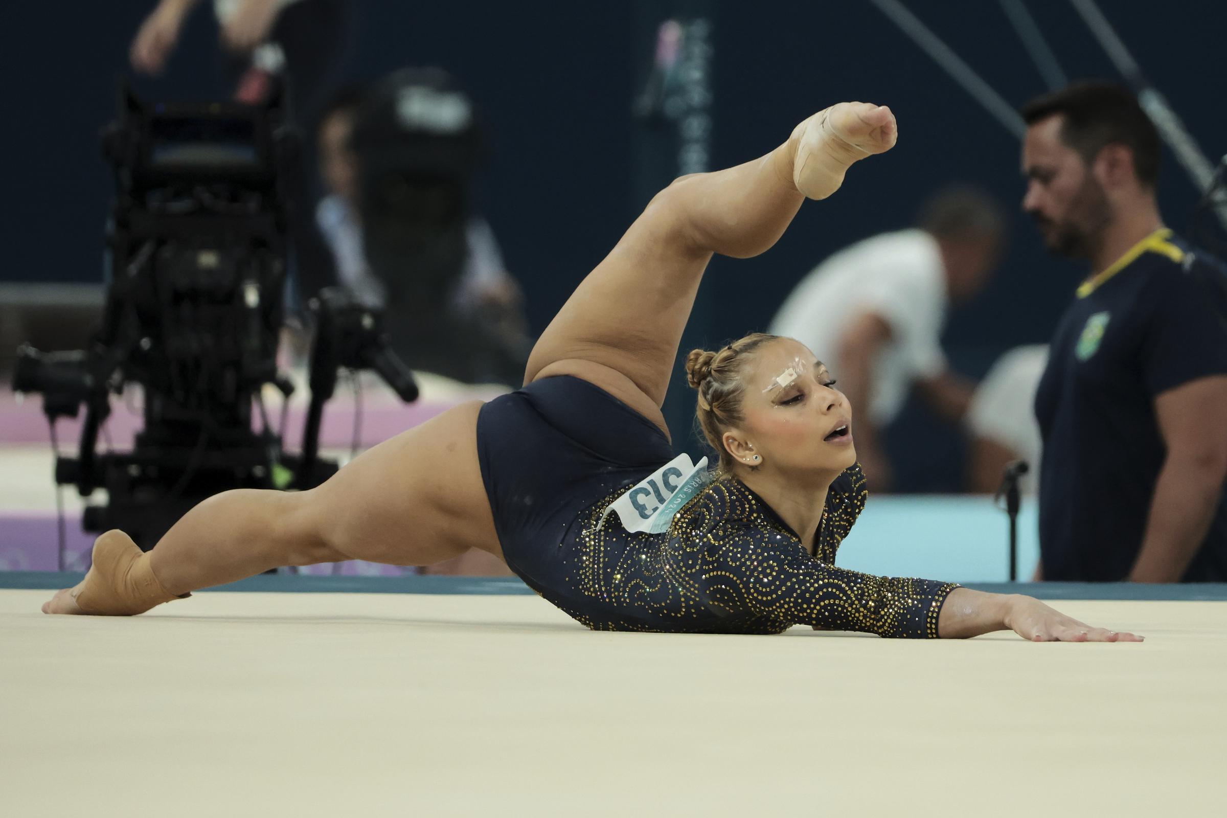 Flavia Saraiva competes in the floor exercise during the Artistic Gymnastics Women's Team Final on July 30, 2024, in Paris, France. | Source: Getty Images