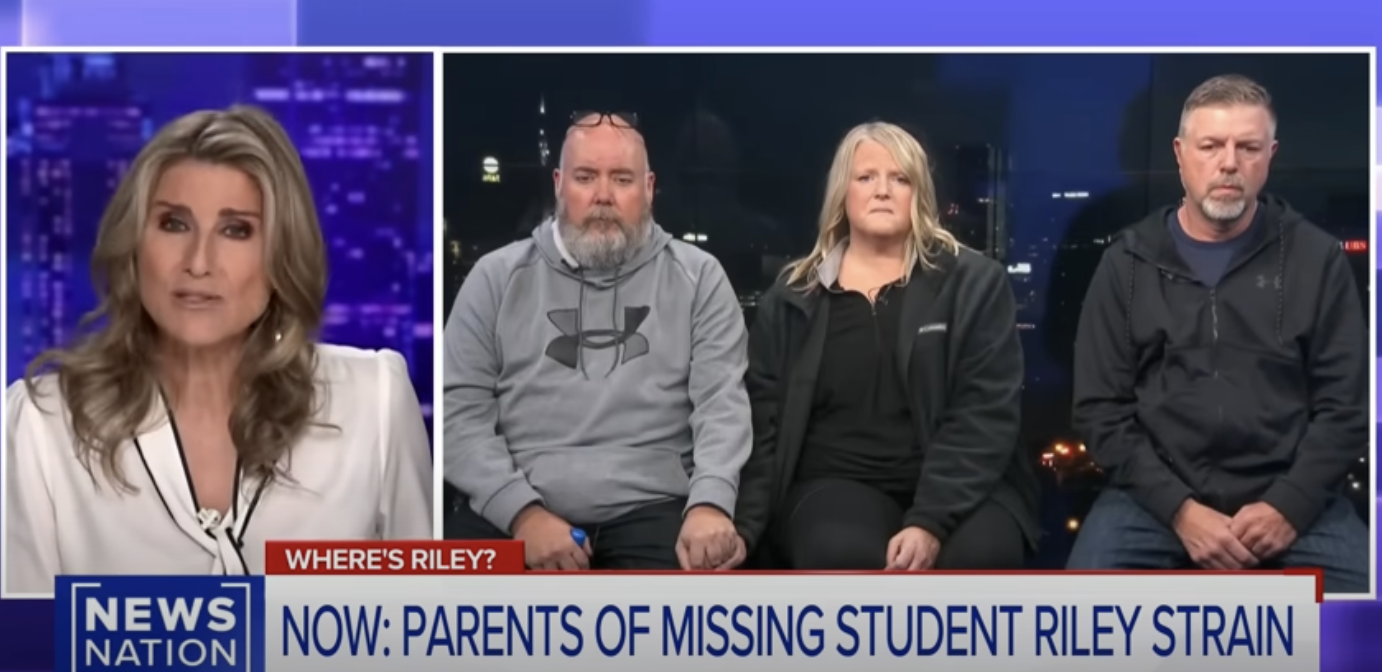 Ryan Strain's stepfather, Christopher Whiteid, his mother, Michelle Strain Whiteid, and his father, Ryan Gilbert in an interview concerning the cryptic message | Source: youtube/newsnation