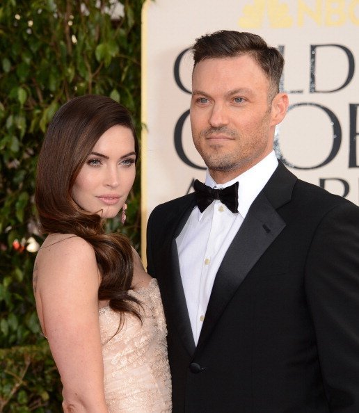 Actors Megan Fox (L) and Brian Austin Green arrive at the 70th Annual Golden Globe Awards held at The Beverly Hilton Hotel on January 13, 2013,0 in Beverly Hills, California. | Source: Getty Images.
