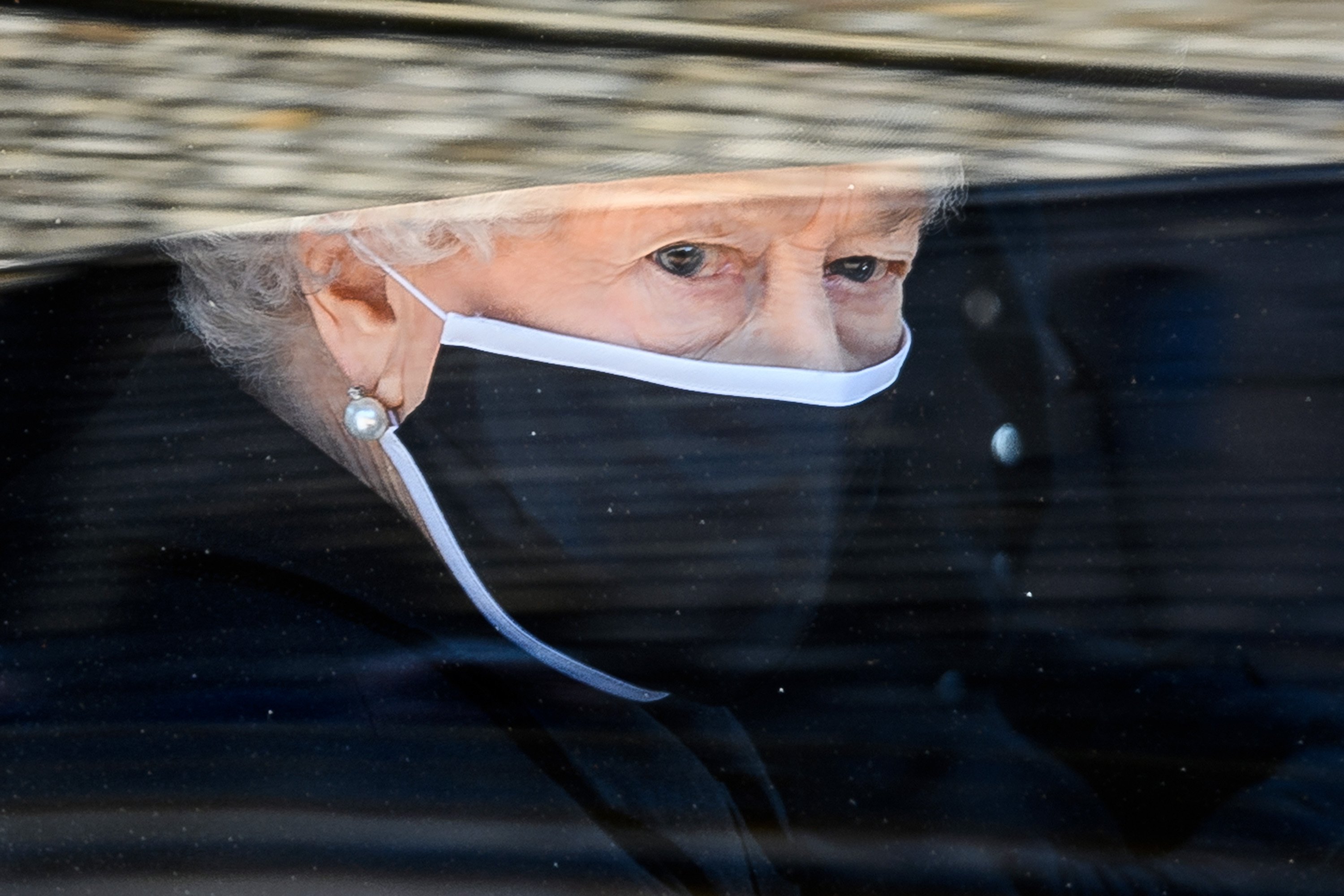 Queen Elizabeth II during the funeral of Prince Philip at Windsor Castle on April 17, 2021, in Windsor, England | Source: Getty Images