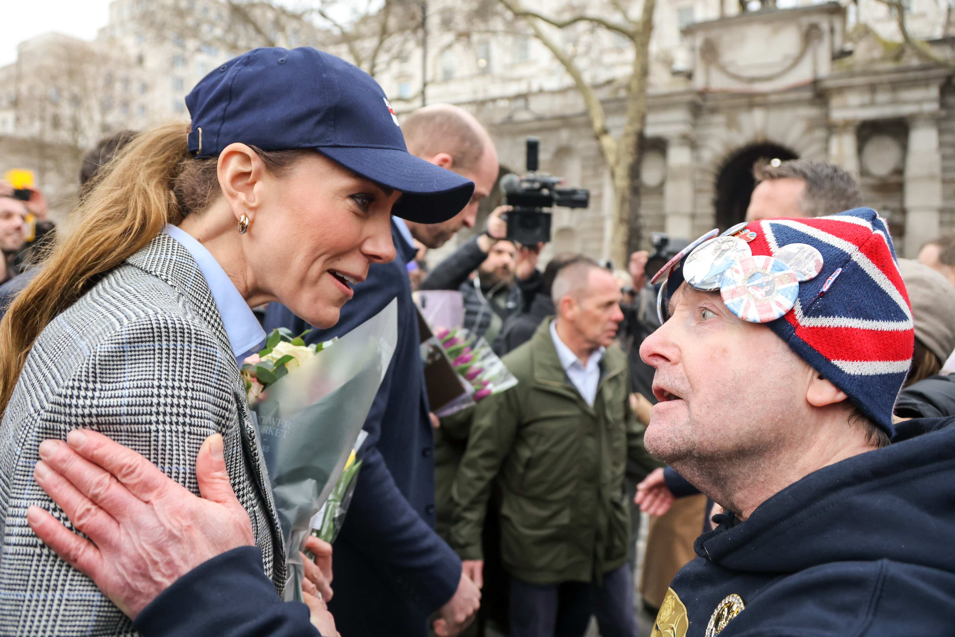 Catherine, Princess of Wales speaks with a Royal fan, John Loughrey, after she visited the RNLI (Royal National Lifeboat Institution) Tower Lifeboat Station in London with William, Prince of Wales on 12 March 2026. | Source: Getty Images