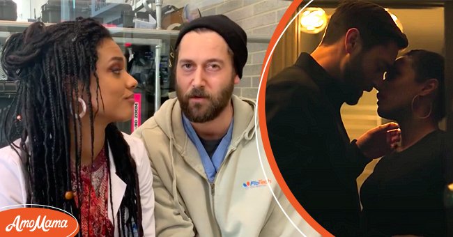 Ryan Eggold and Freema Agyeman answering fans' questions | Photo: Facebook.com/NBCNewAmsterdam. Right: The actors on a scene in "New Amsterdam." | Photo: Youtube.com/TV Promos