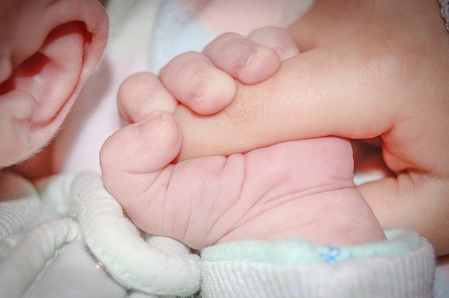 Baby holds on to someone's finger | Photo: Pixabay