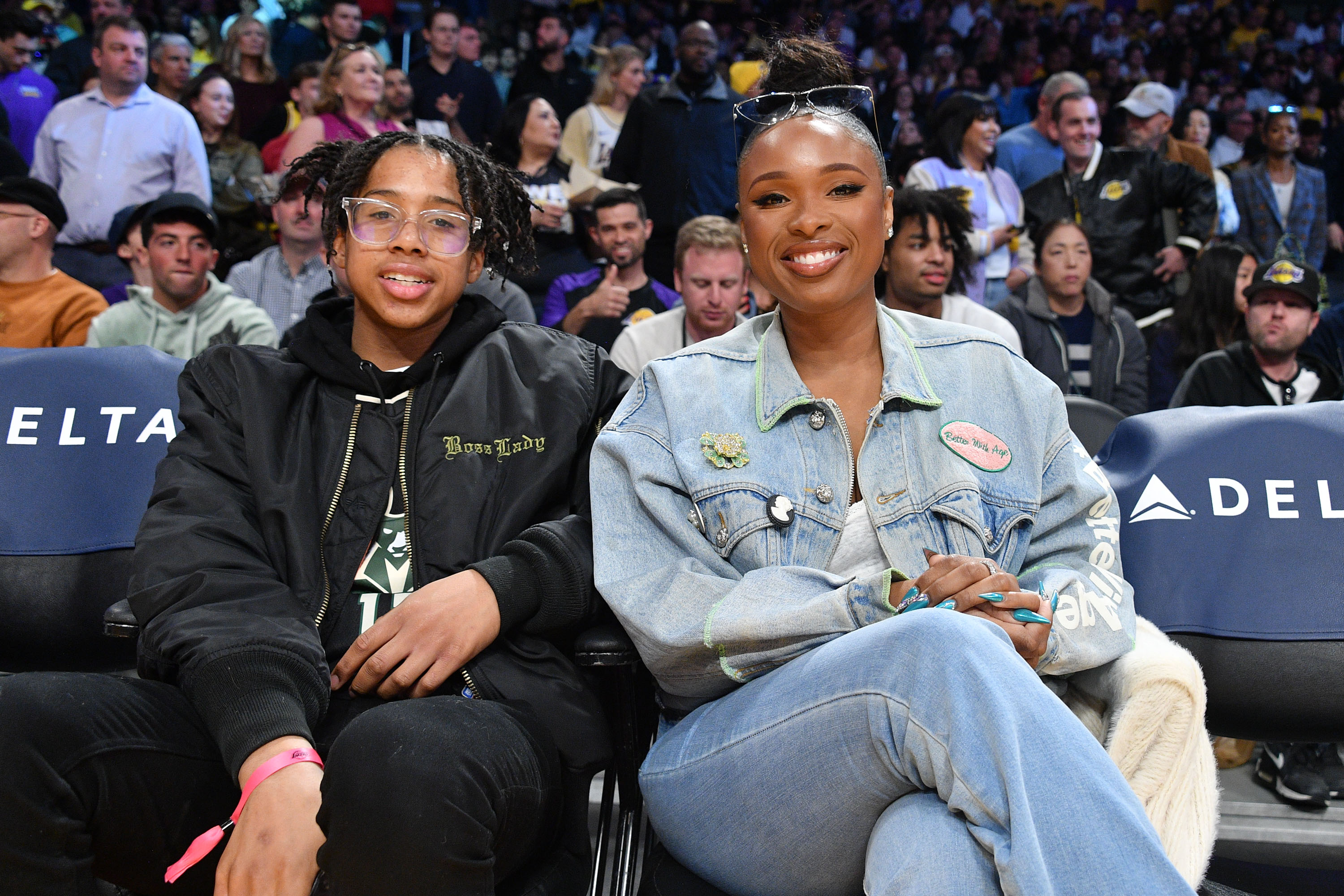 Jennifer Hudson and David Otunga Jr. attend a basketball game between the Los Angeles Lakers and the Chicago Bulls at Crypto.com Arena in California on March 26, 2023.  | Source: Getty Images