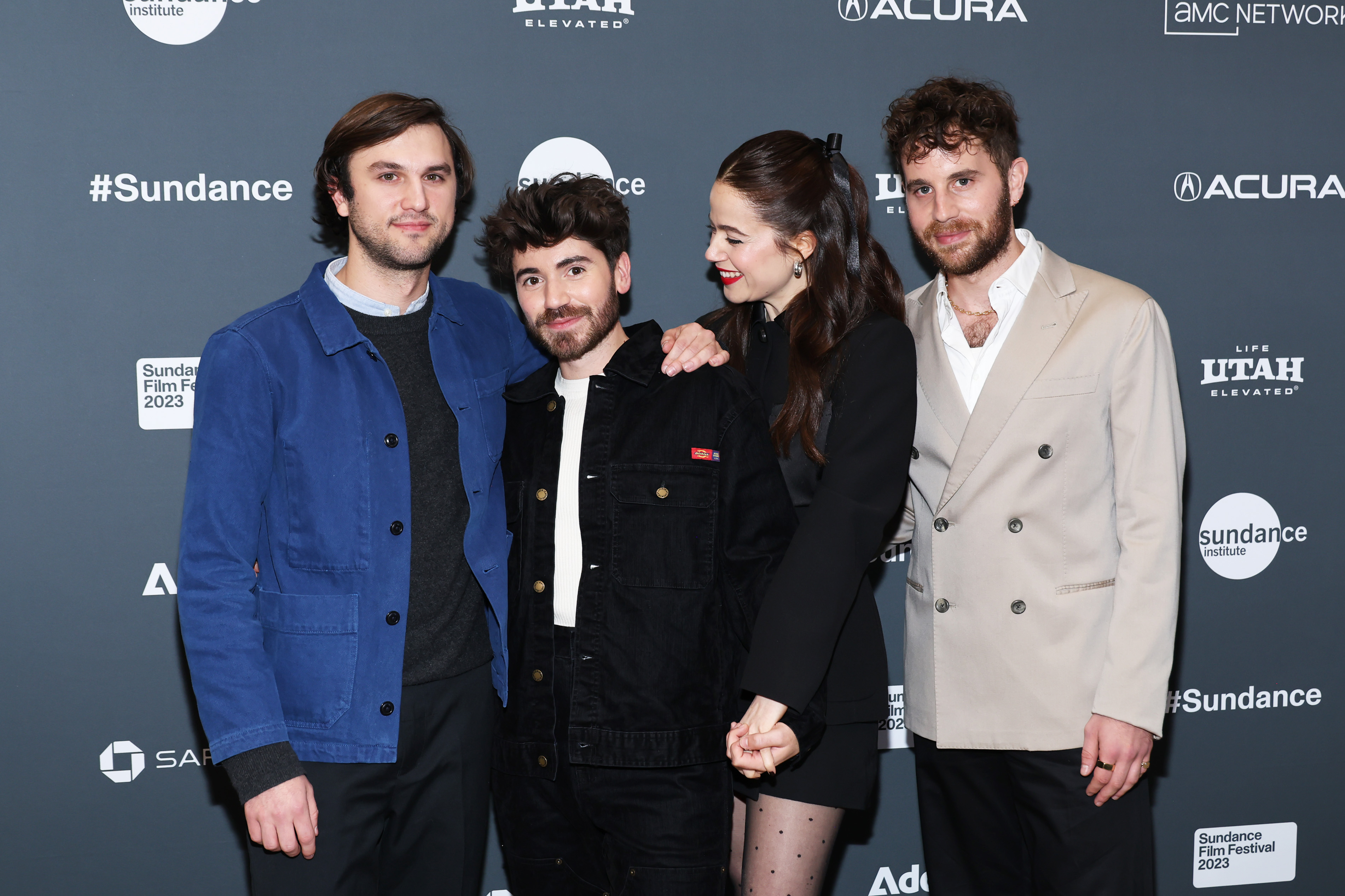 Nick Lieberman, Noah Galvin, Molly Gordon, and Ben Platt attend the 2023 Sundance Film Festival "Theater Camp" Premiere at Eccles Center Theatre on January 21, 2023, in Park City, Utah. | Source: Getty Images