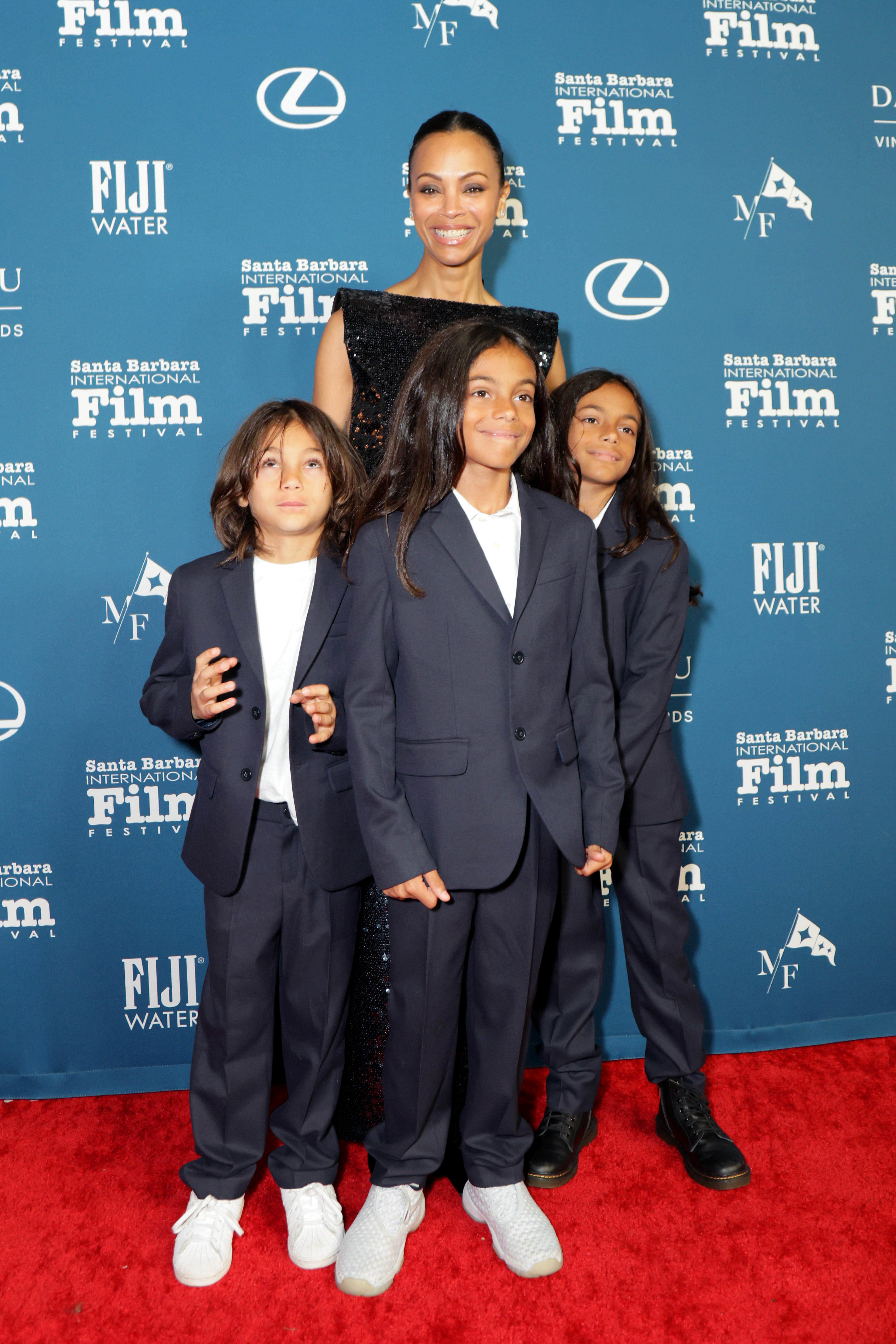 Zoe Saldaña and her children Zen, Cy, and Bowie attend the American Riviera Award ceremony on February 12, 2025, in Santa Barbara, California | Source: Getty Images