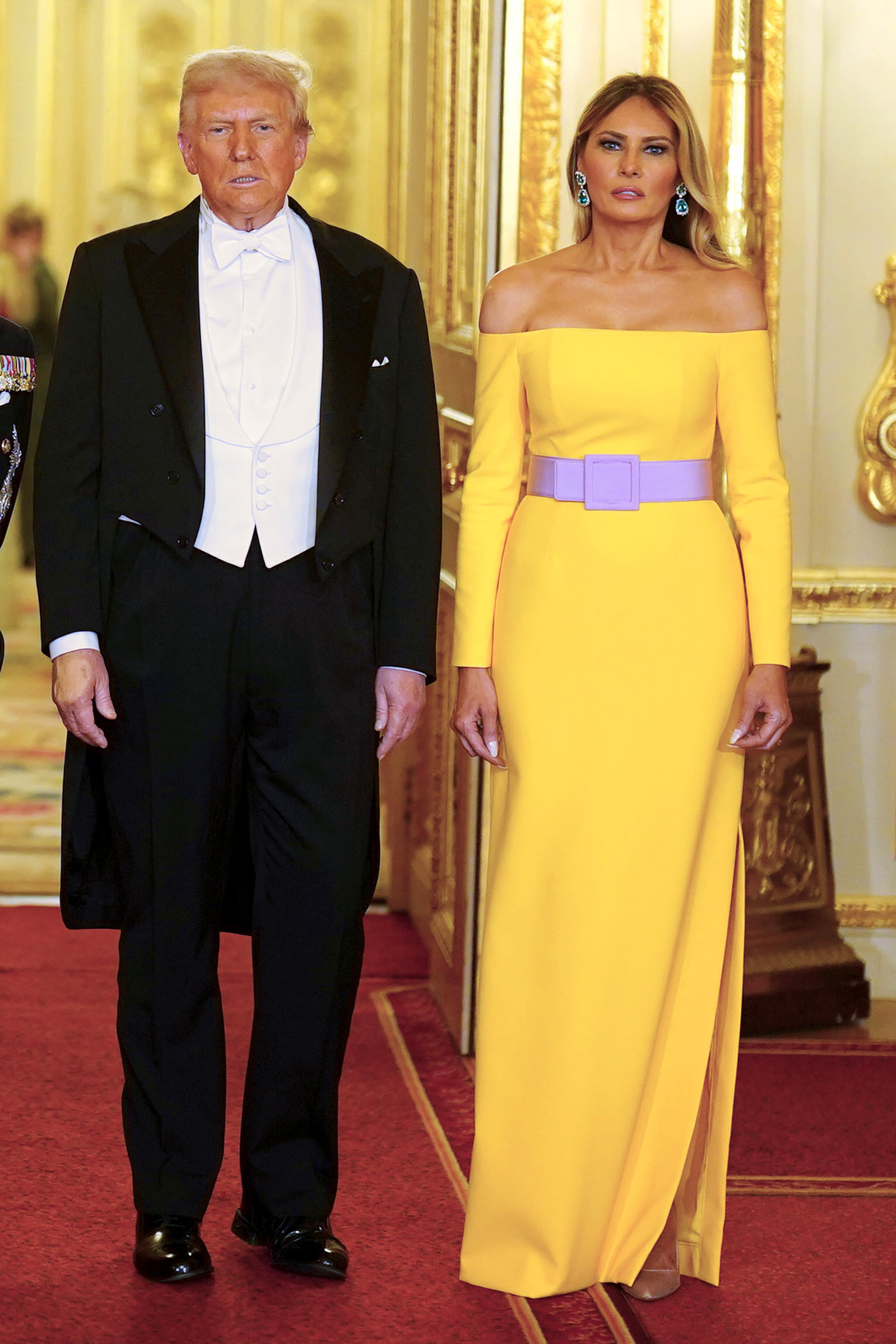 U.S. President Donald Trump standing beside Melania Trump at the State Banquet. | Source: Getty Images