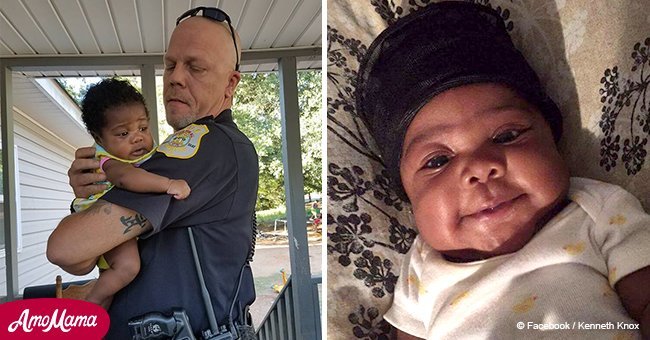 Police officer saved choking baby and gets a plea from parents to become her godfather