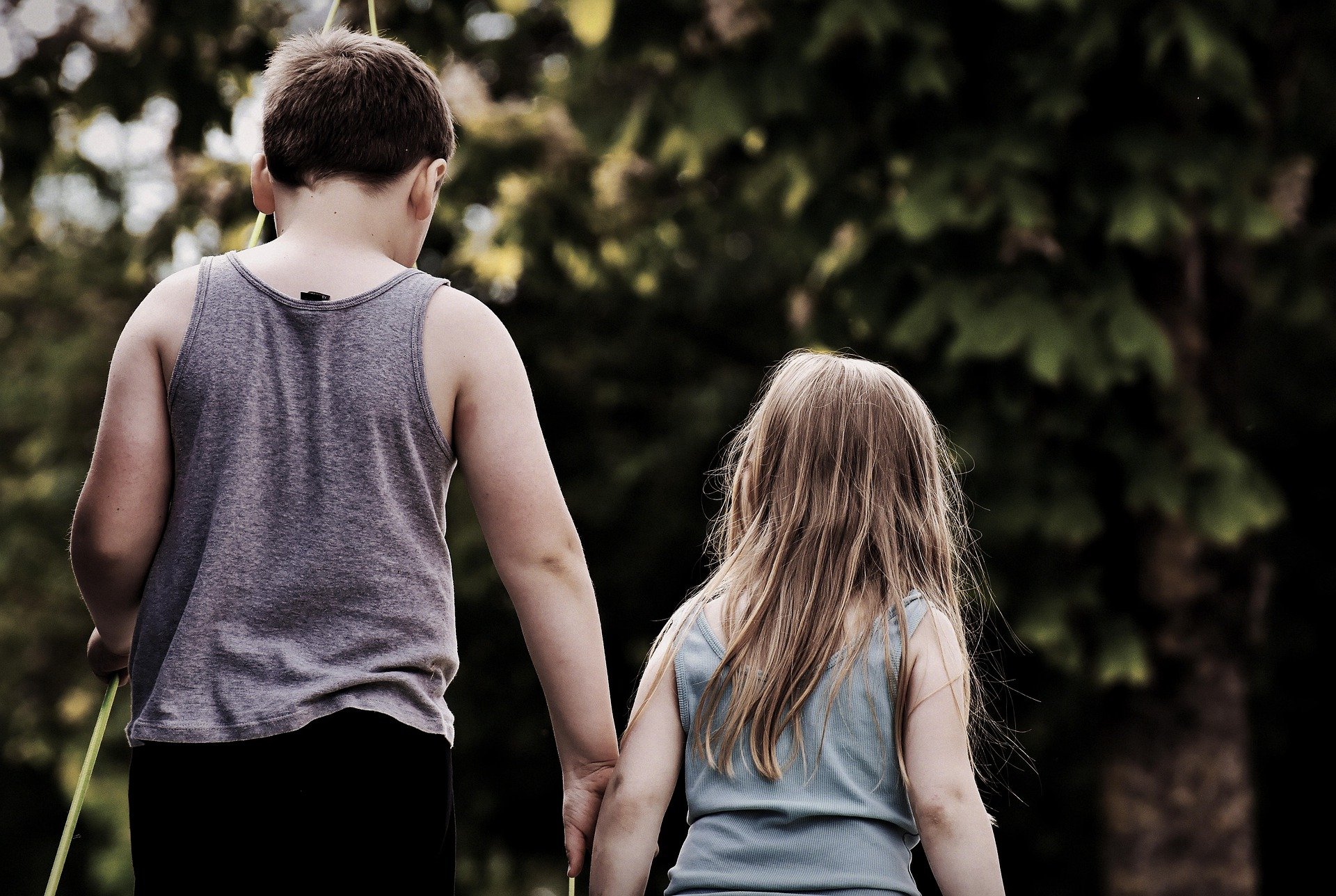 Brother looking after his sister while they explore the outdoors. | Source: Pixabay.