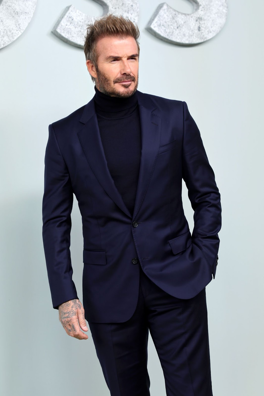 David Beckham at the Boss fashion show during the Milan Womenswear Spring/Summer 2025 on September 18, 2024, in Italy. | Source: Getty Images