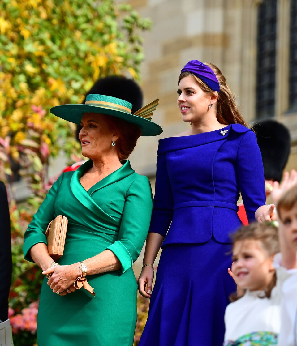 Princess Beatrice and Sarah Ferguson during the wedding of Princess Eugenie. | Source: Getty Images