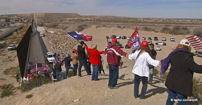 Bunch of supporters build a 'human wall' on the border, as promised by President Trump