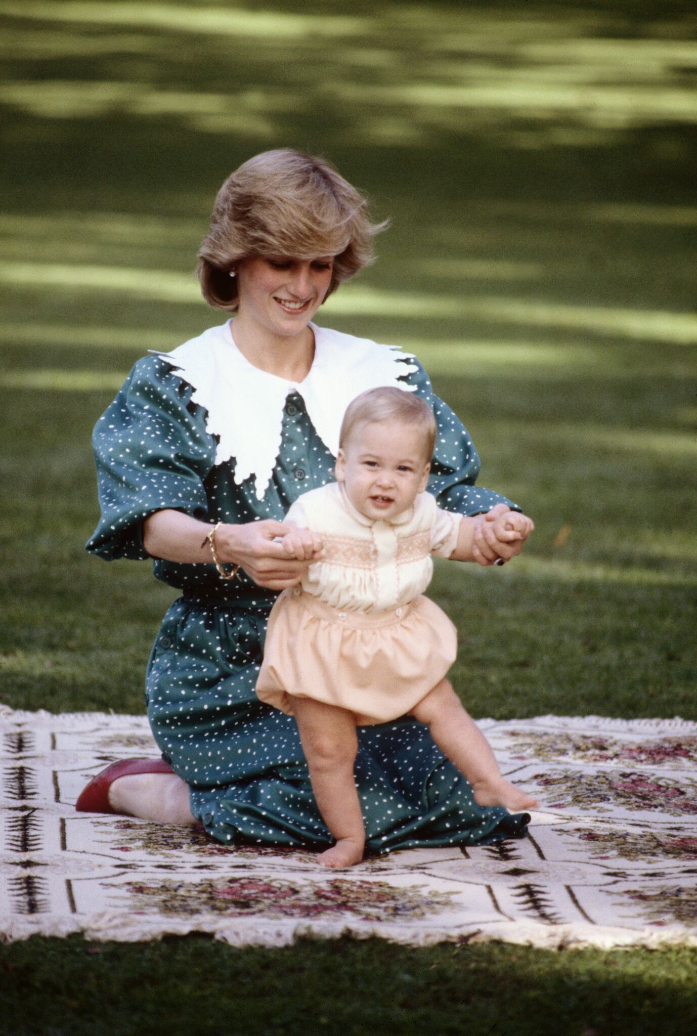 Diana Princess of Wales with Prince William on the lawn of Government House | Getty Images