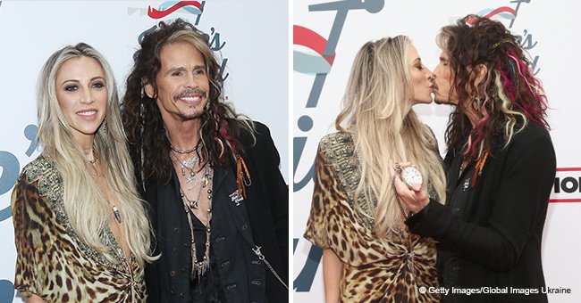 Steven Tyler Kisses His 40 Years Younger Girlfriend in Public as She Shines in a Sparkling Top