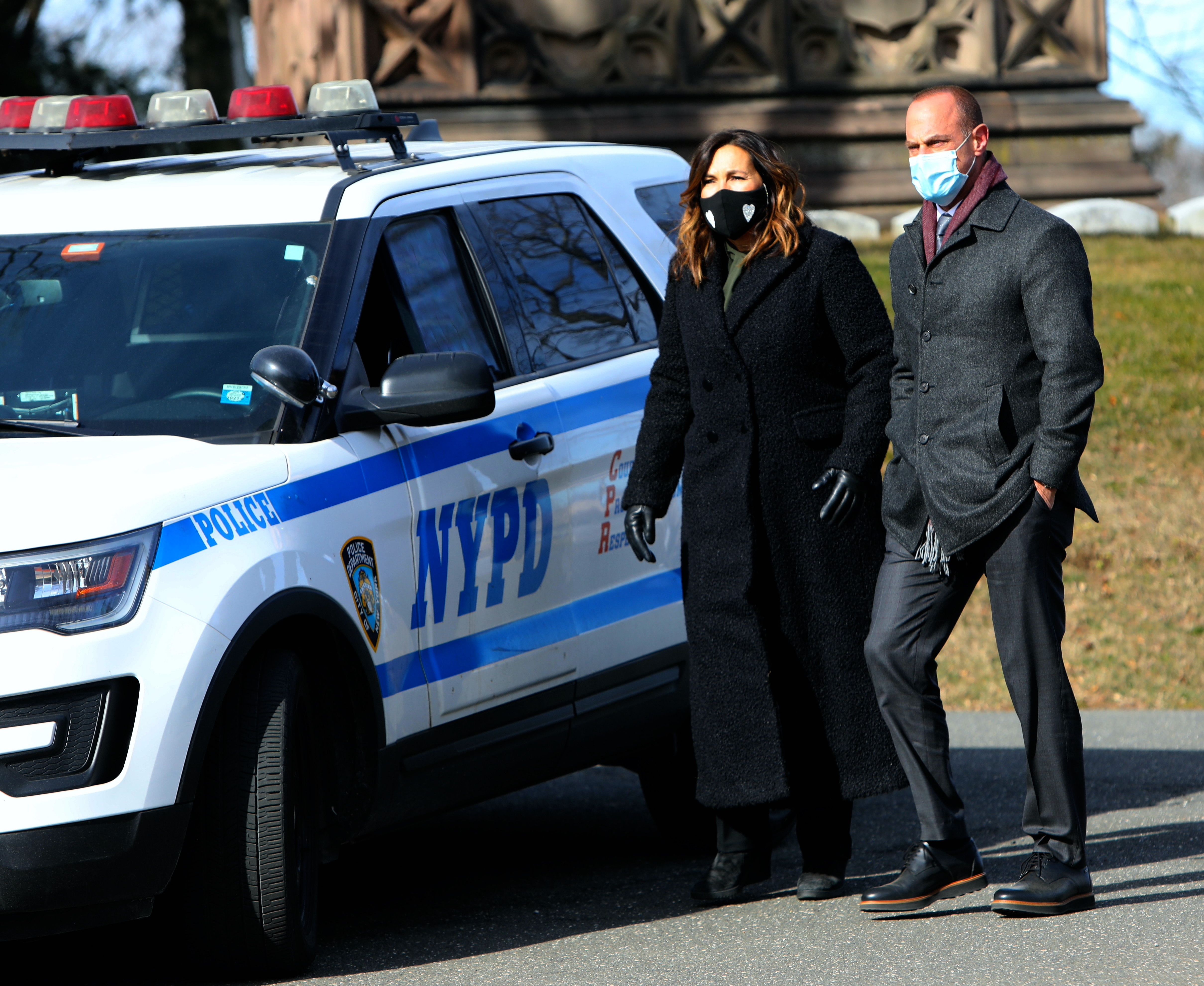 Mariska Hargitay and Christopher Meloni together on the set of "Law and Order: SVU" on January 25, 2021 | Getty Images